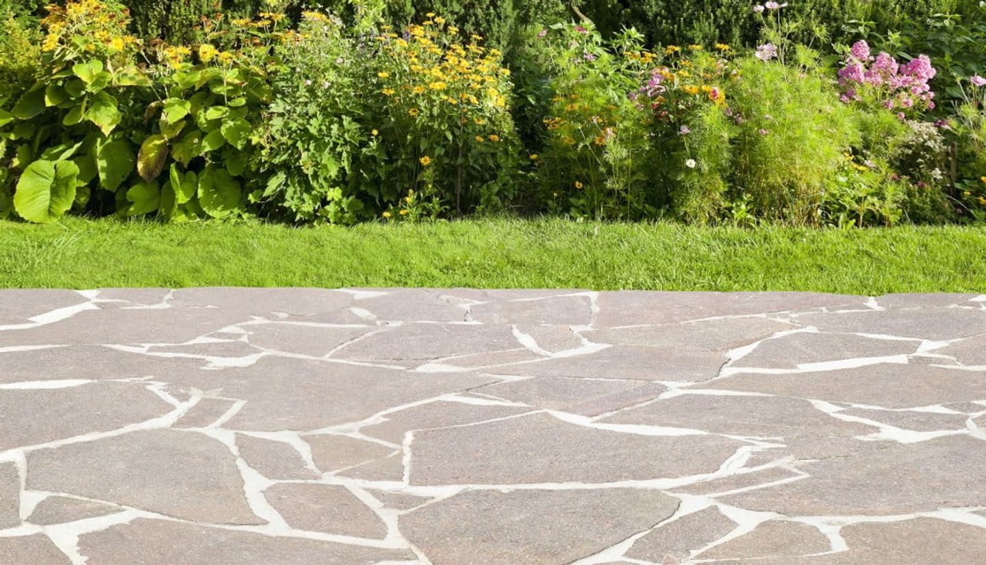 a stone patio