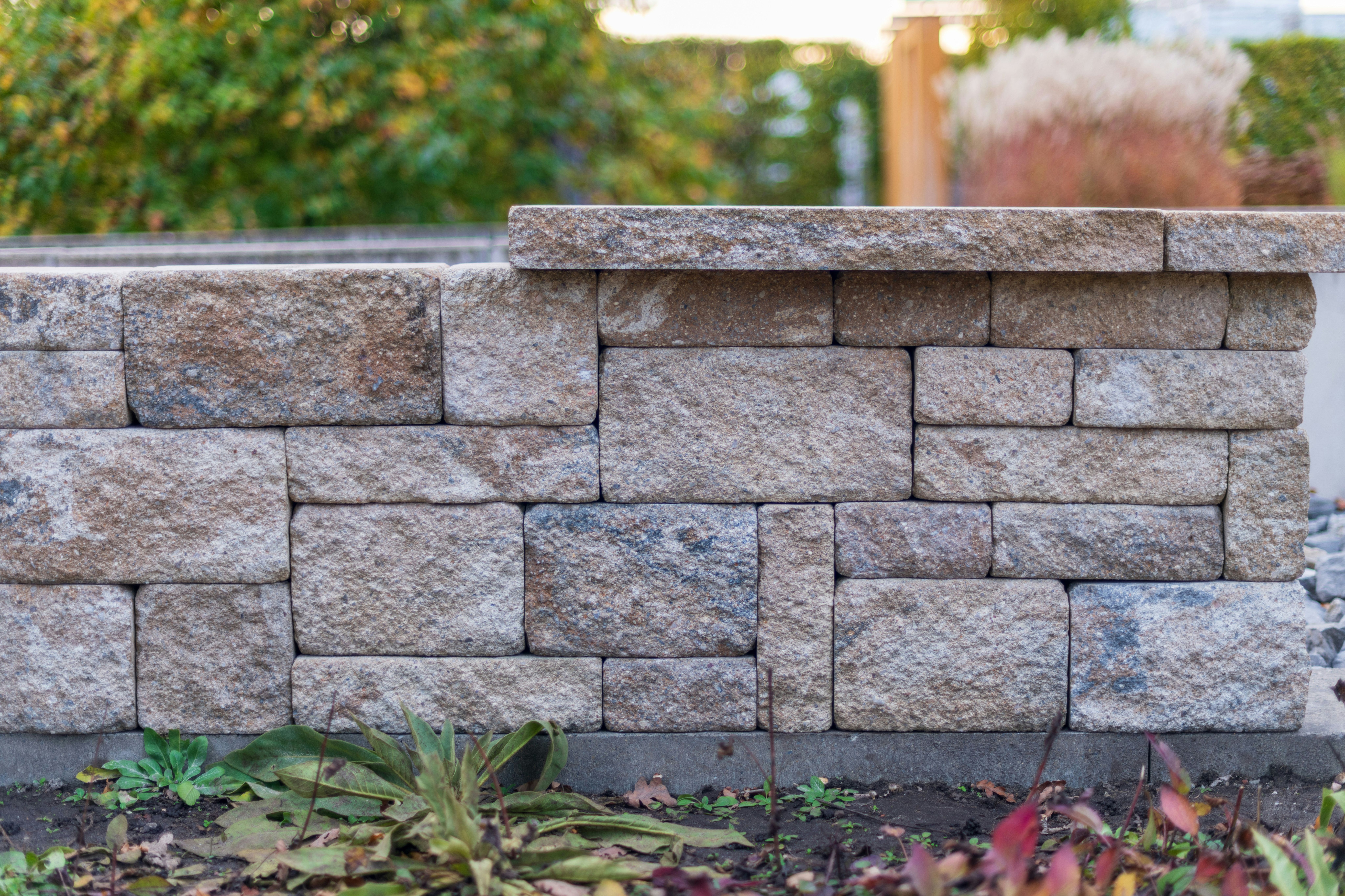 Close up of a garden retaining wall