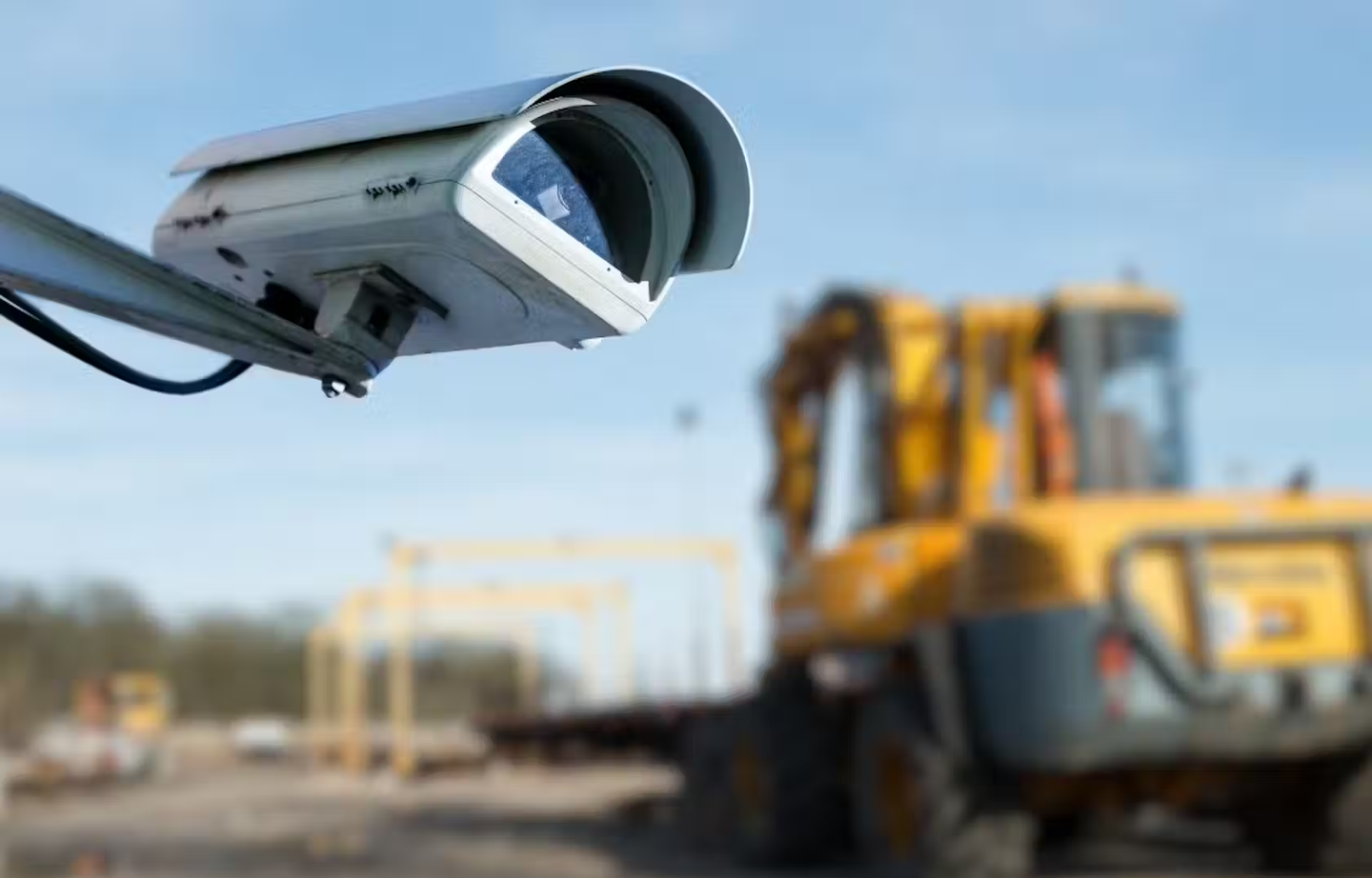 A security camera on a construction site