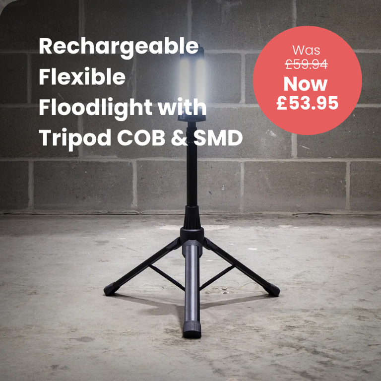 Rechargeable Flexible Floodlight with Tripod 24W COB LED & 5W SMD LED