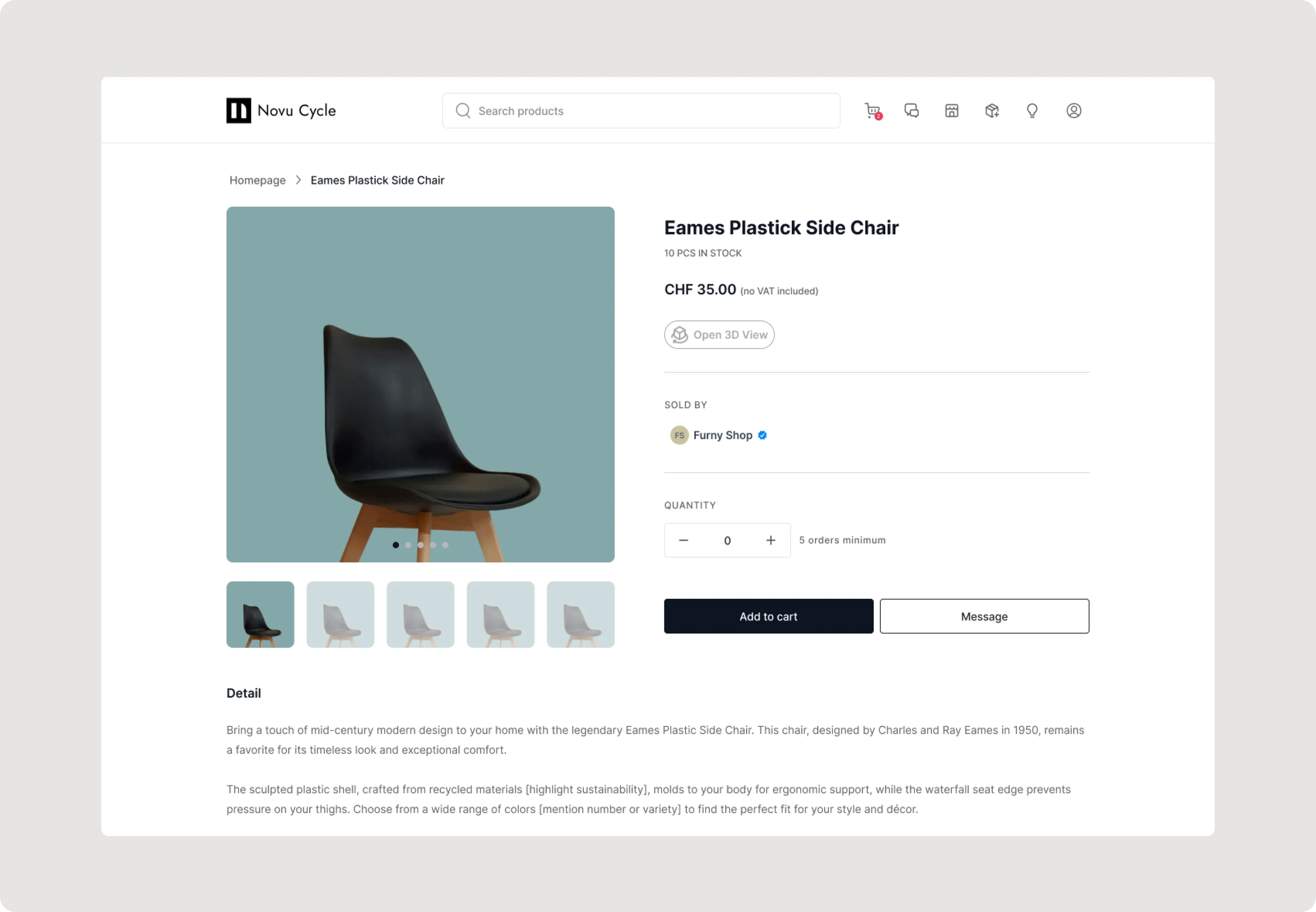 Multi-vendor marketplace for second-life office furniture