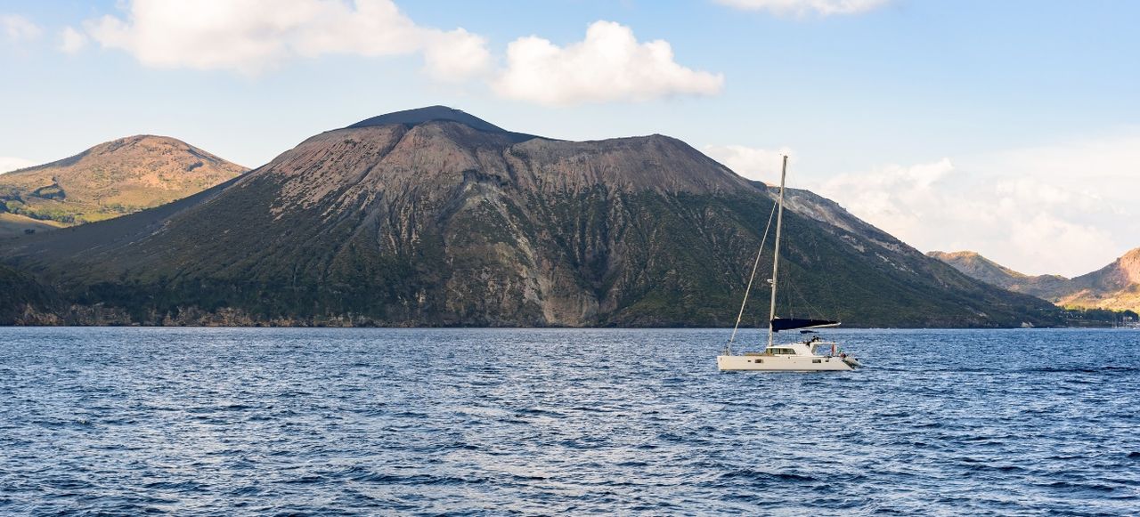 Yacht at the Vulcano Island