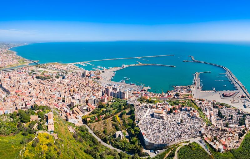 Licata city aerial panoramic view in Sicily