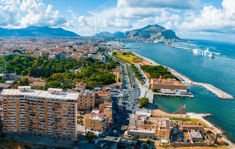 Aerial View of Palermo Cityscape and Harbor