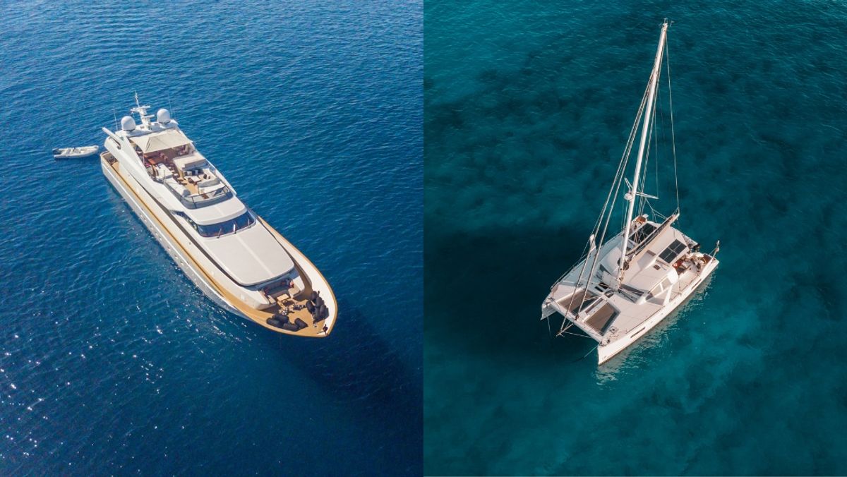 Catamaran & Motor Yacht, side by side