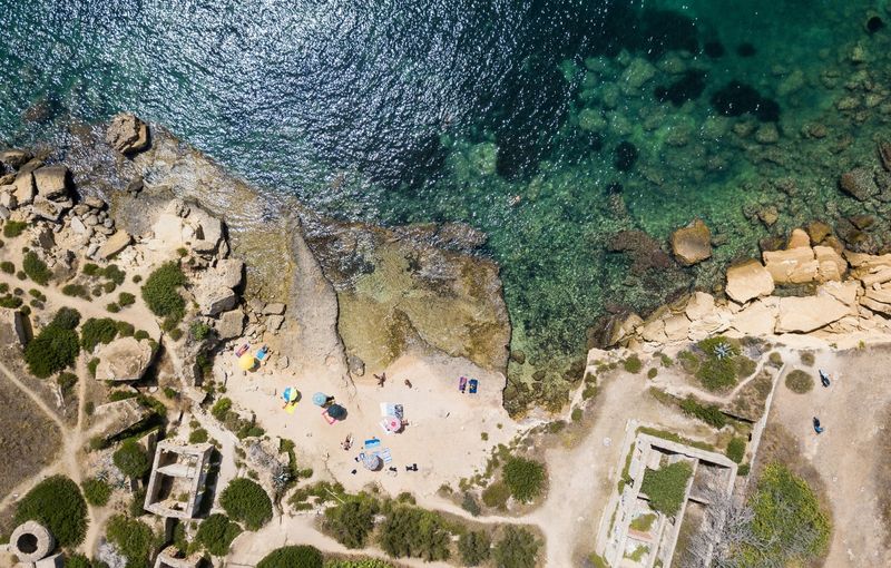 Aerial view of scenic coastline of Plemmirio