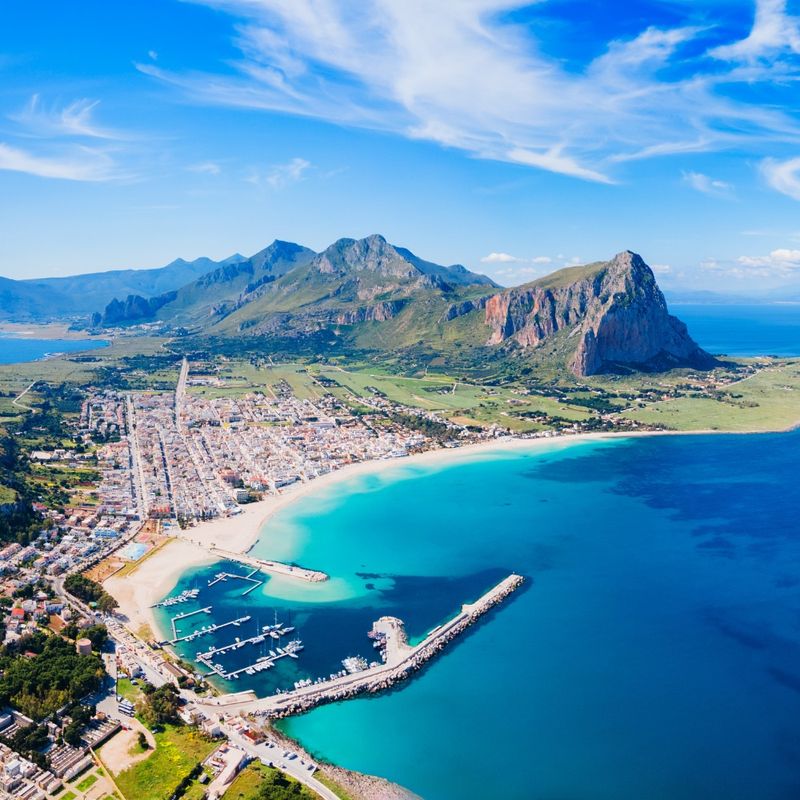 San Vito Lo Capo beach aerial panoramic view