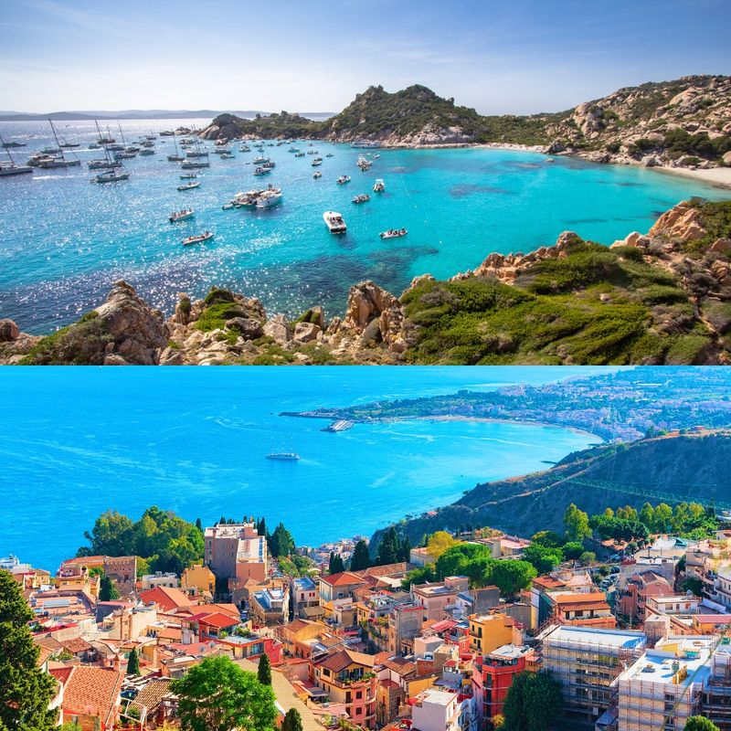 Sardinia and Sicily, side by side