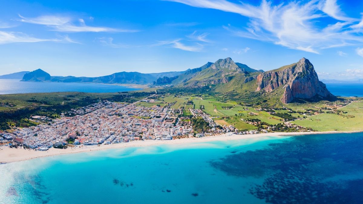 San Vito Lo Capo beach aerial panoramic view