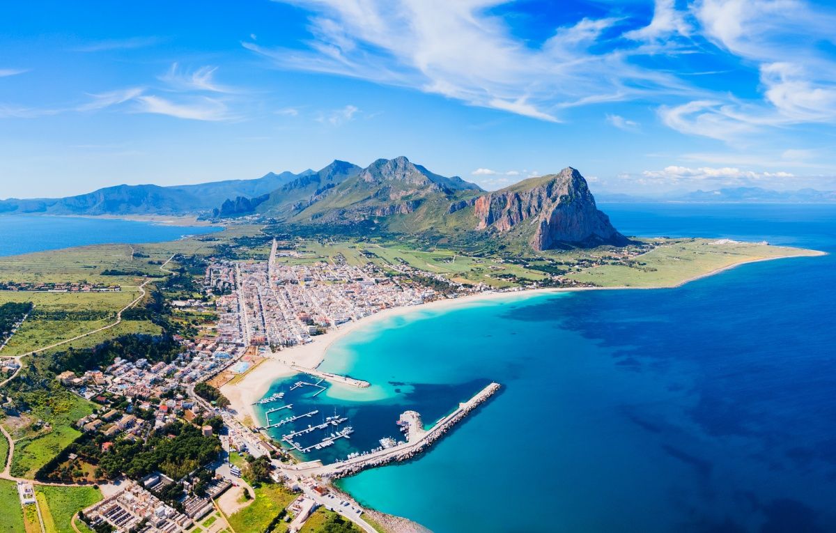 San Vito Lo Capo beach aerial panoramic view