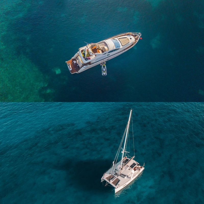 Catamaran & Motor Yacht, side by side