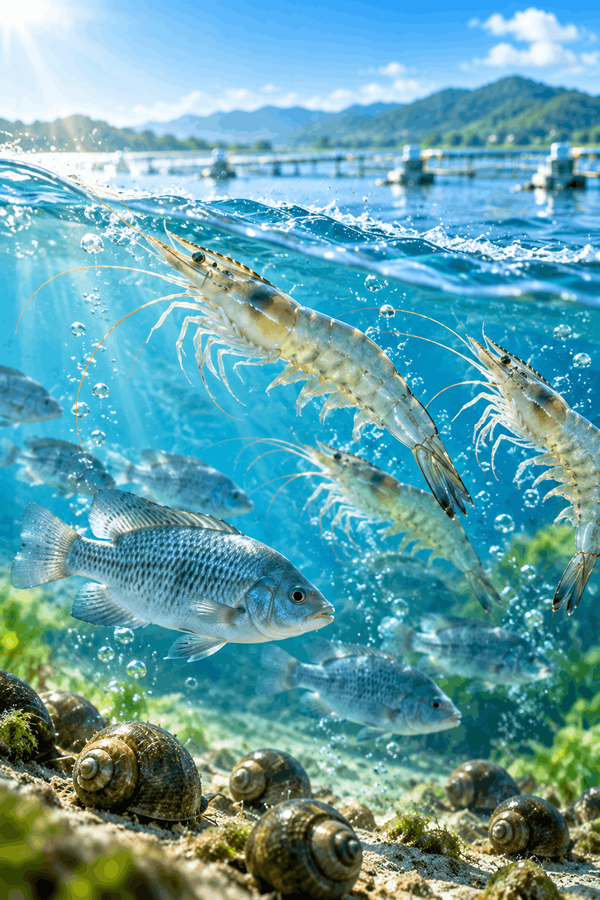 Tôm thẻ nuôi trong ao, ảnh thương hiệu Aqua Nova