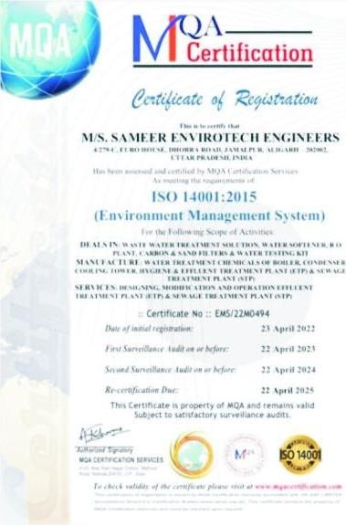 ISO 14001:2015 certificate