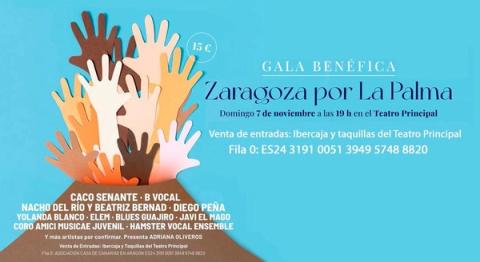 Cartel: Zaragoza por La Palma · gala benéfica