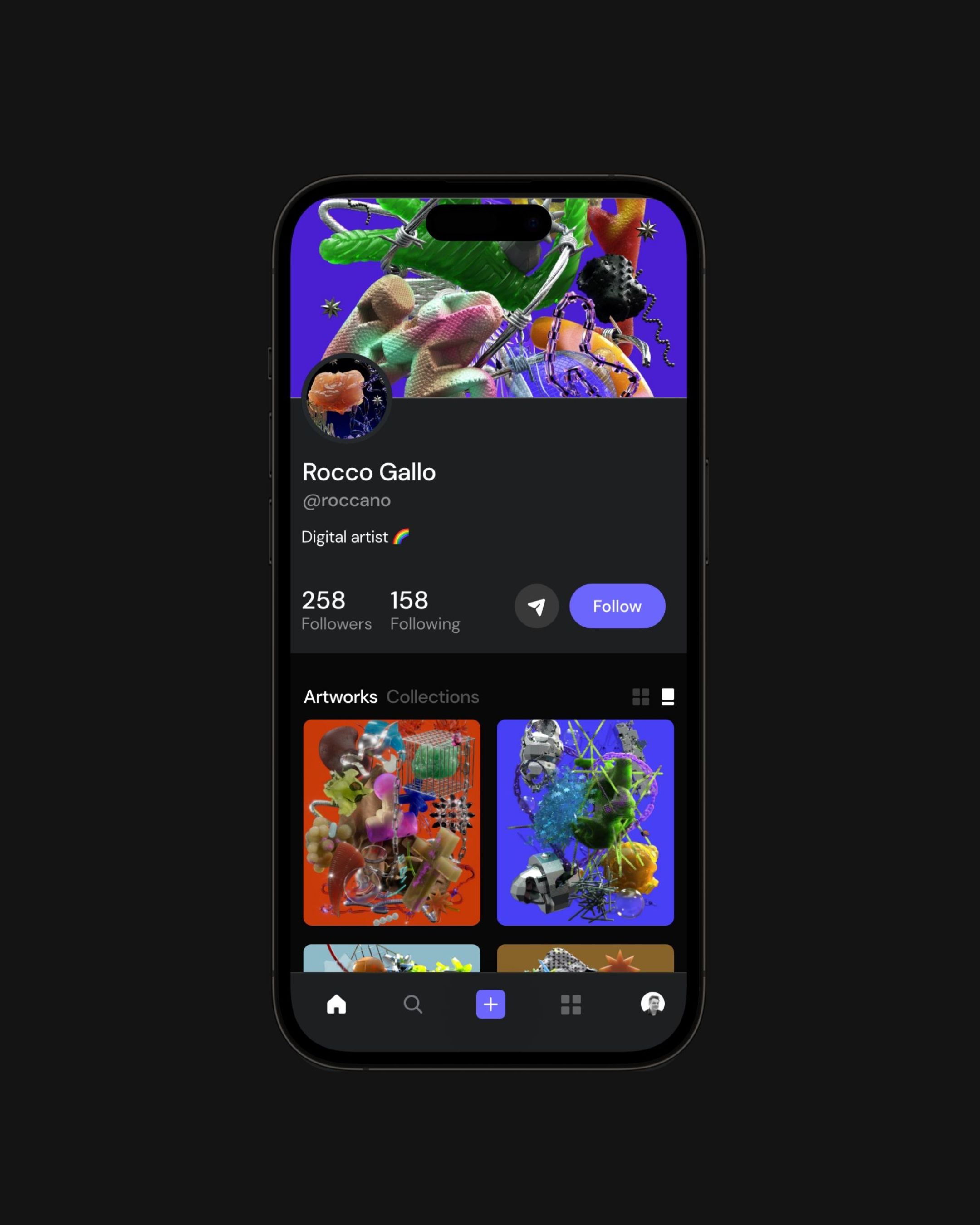 A Xverso app screen in a phone showing ui and trading