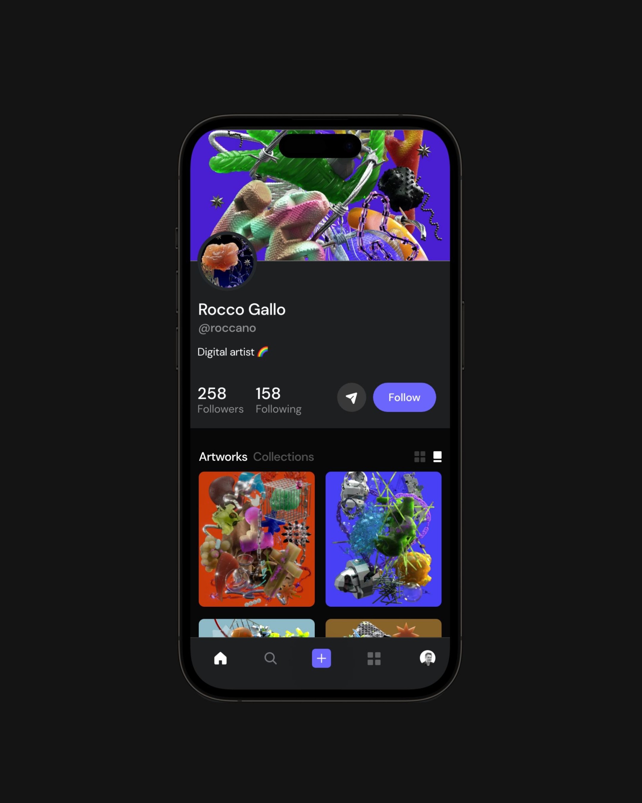 A Xverso app screen in a phone showing ui and trading