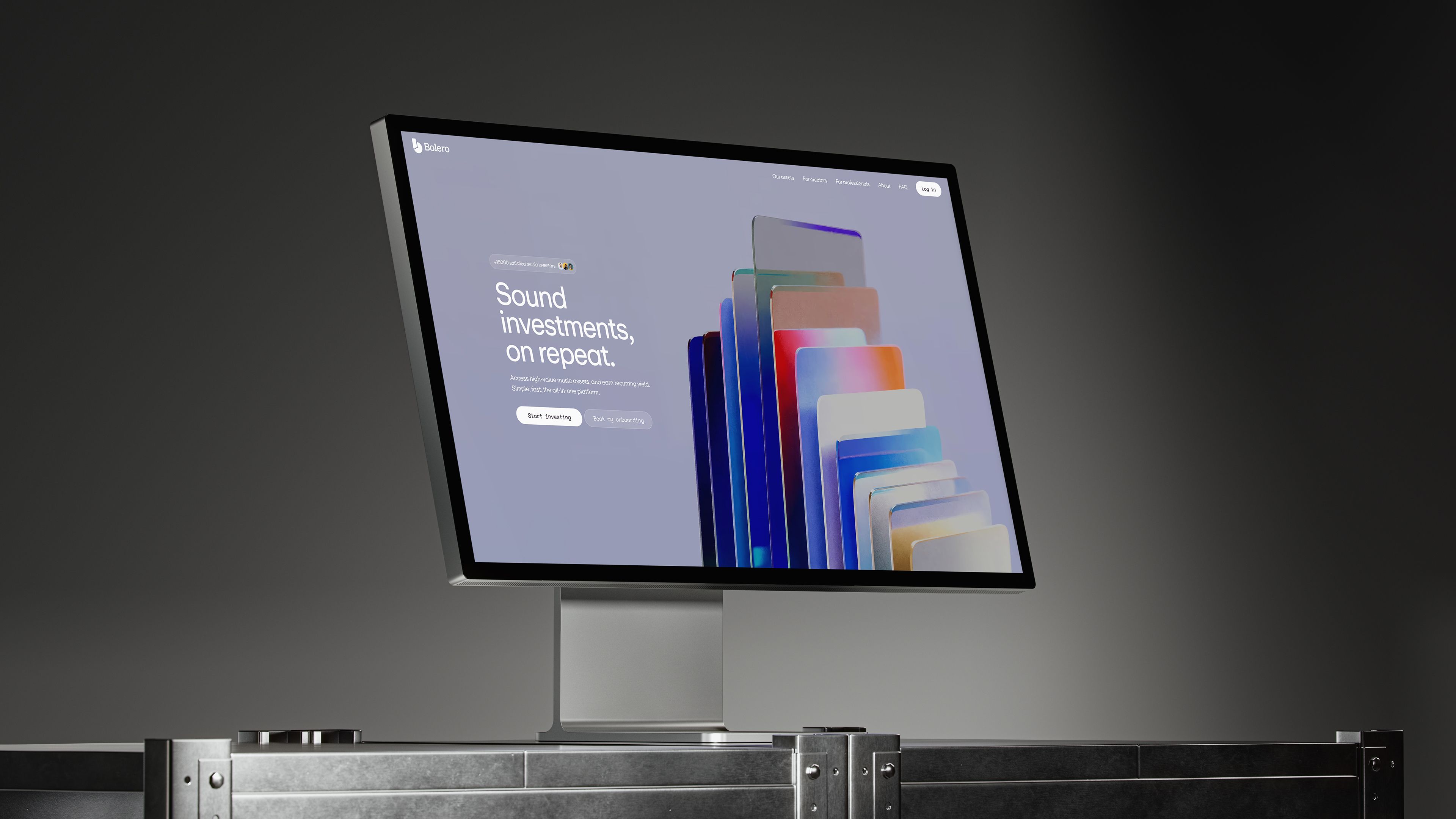 An image of Bolero brand system for the marketing website in a monitor