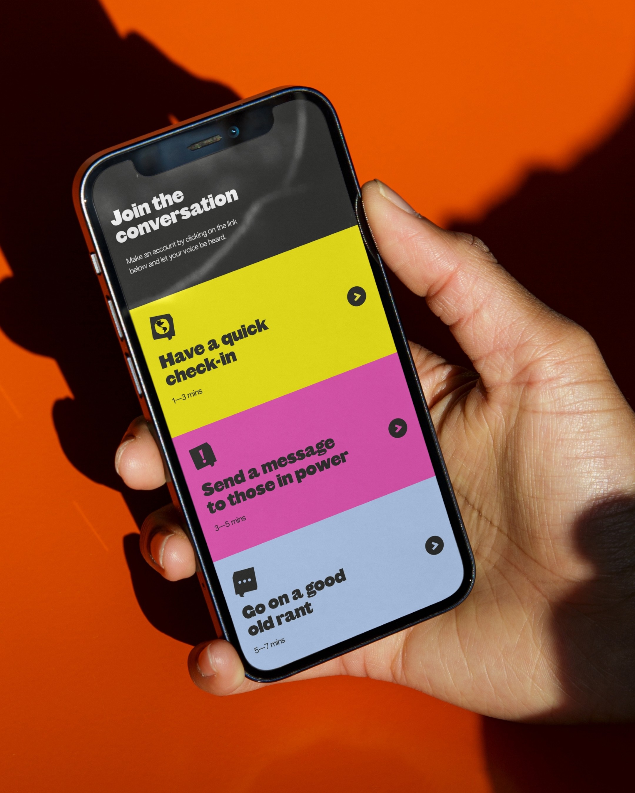 An image of Call Your Mother at COP26 in a phone of the digital experience and website