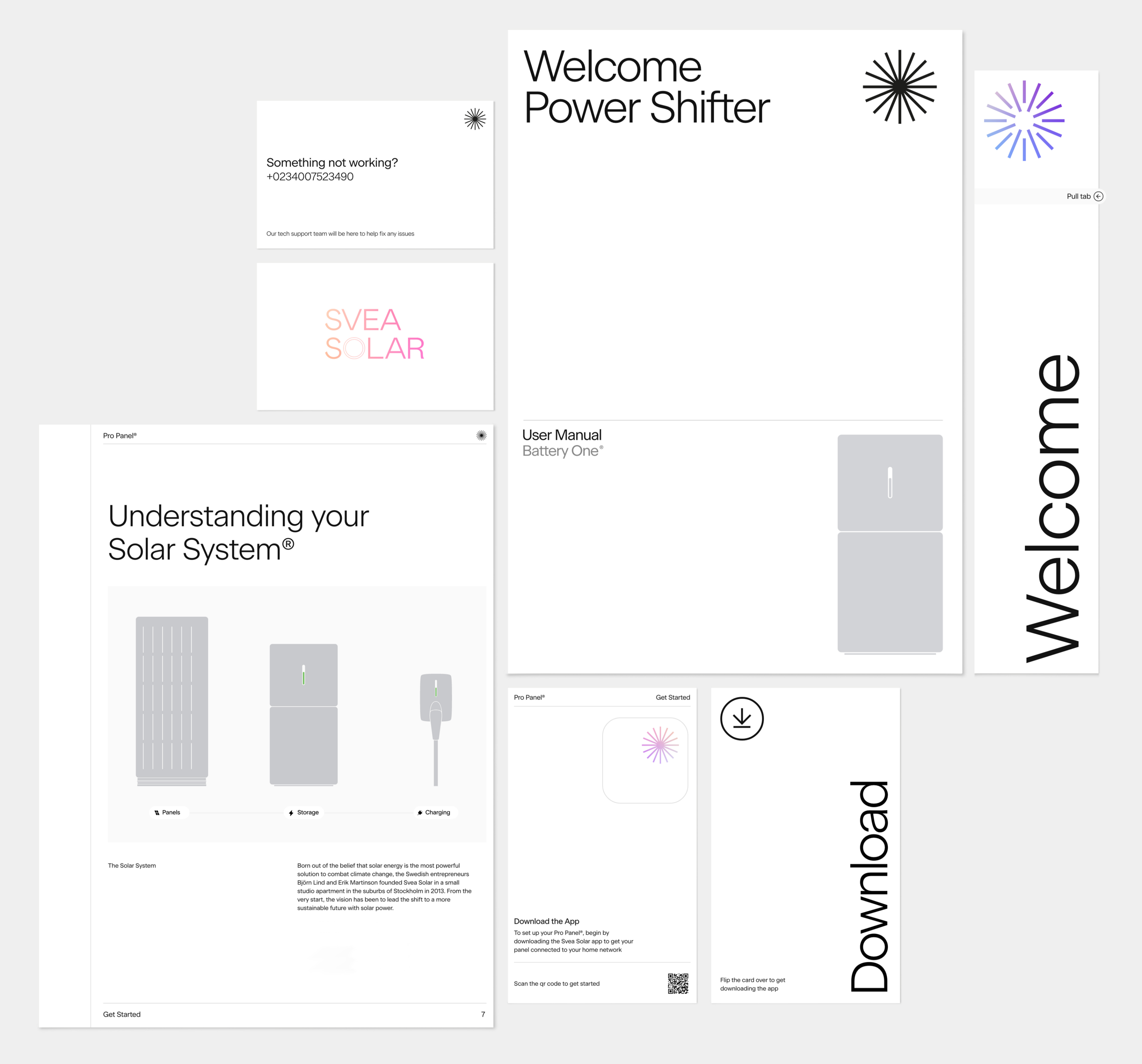 An image of a Svea Solar type spec and welcome pack showing the brand