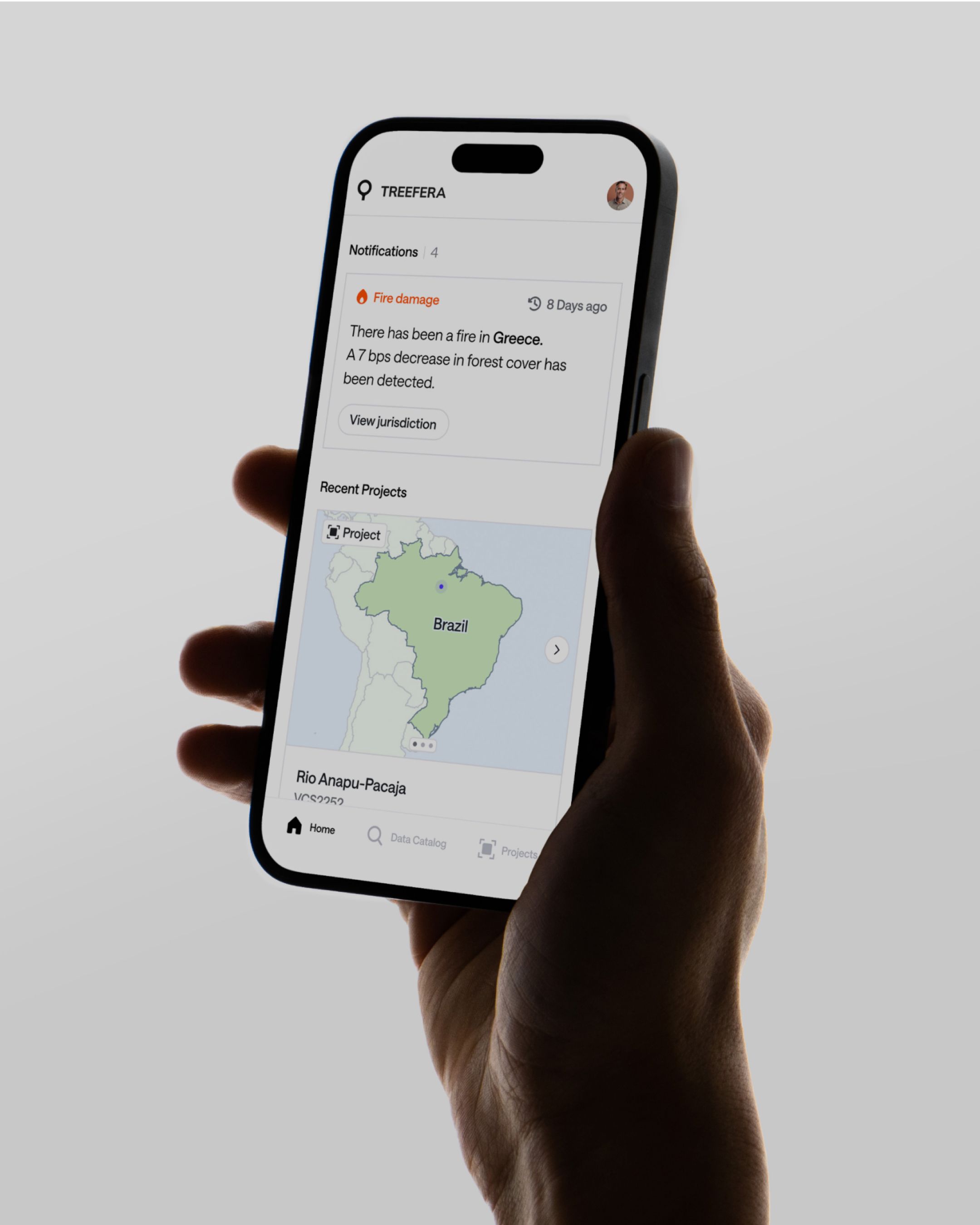 An image of Treefera app showing UI and UX in a phone