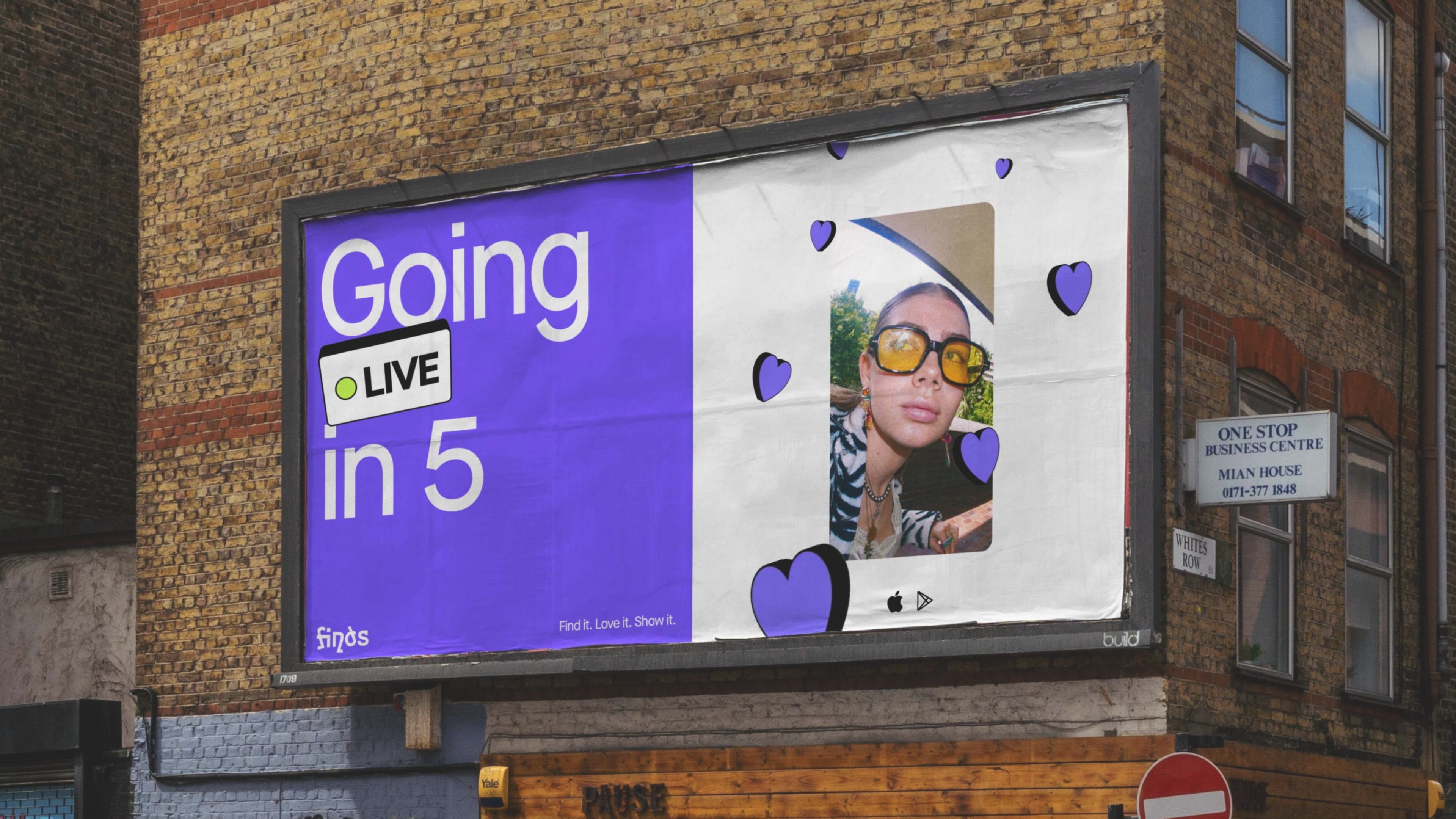 An image of Finds brand design in a billboard ooh poster format showing a key visual