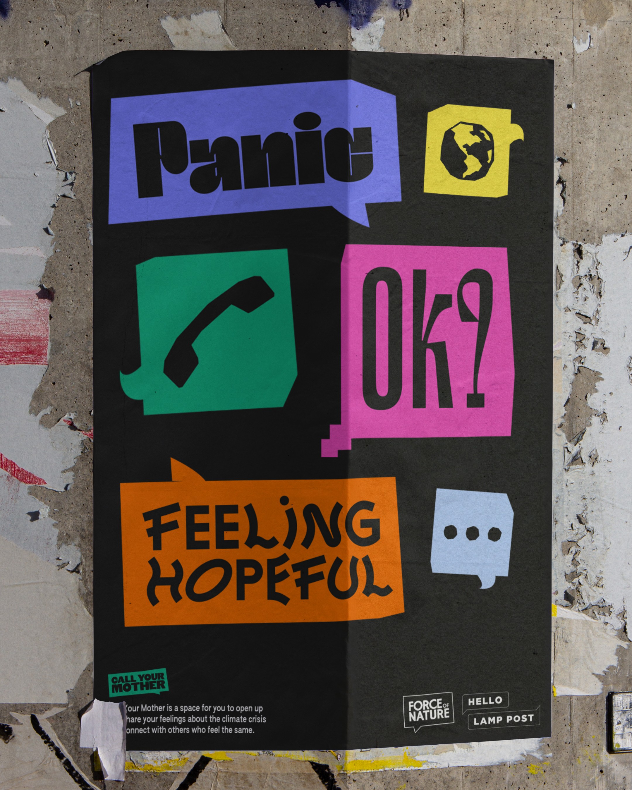 An image of Call Your Mother at COP26 as a poster at the event