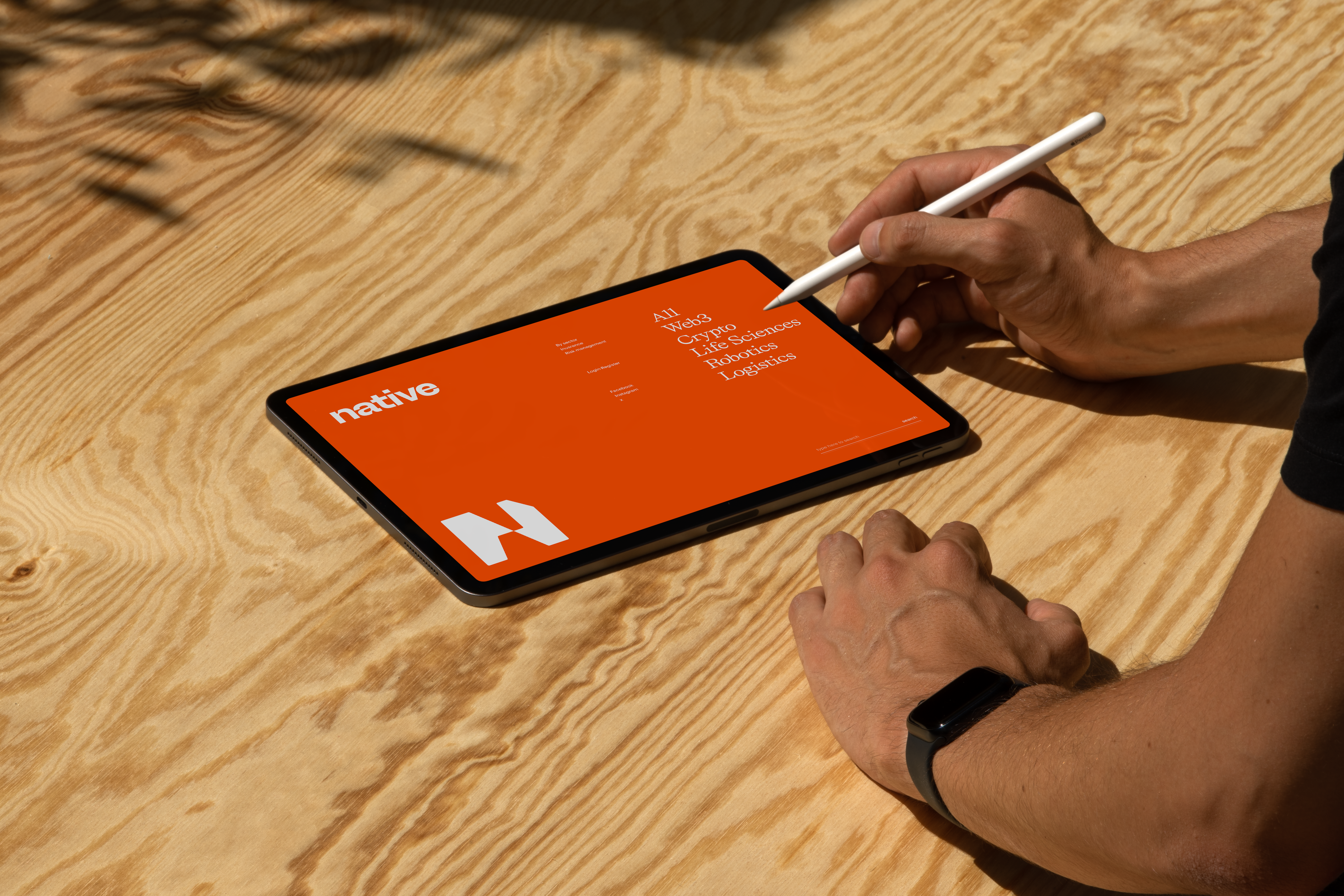 An image of Native brand showing UI and UX and the marketing website in an ipad