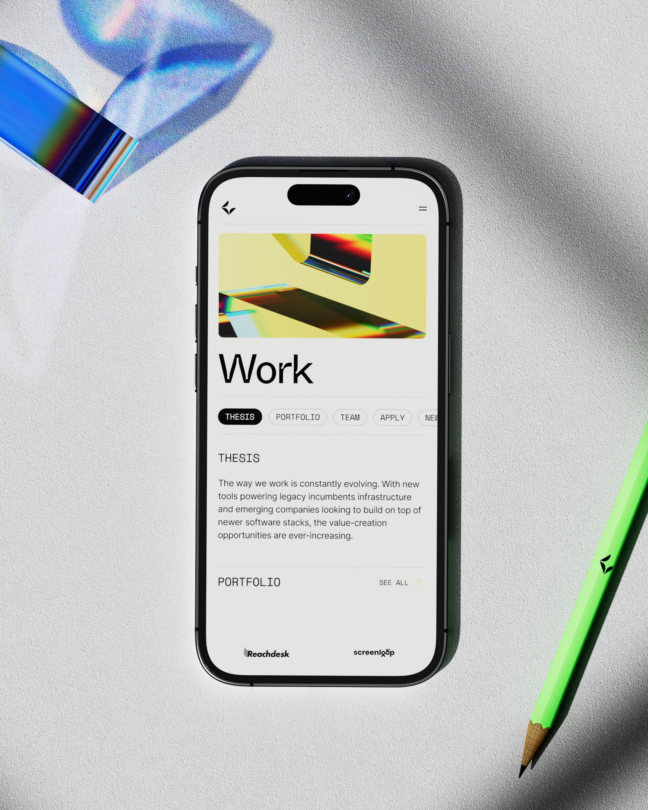 An image of Concept Ventures marketing website in a phone application 