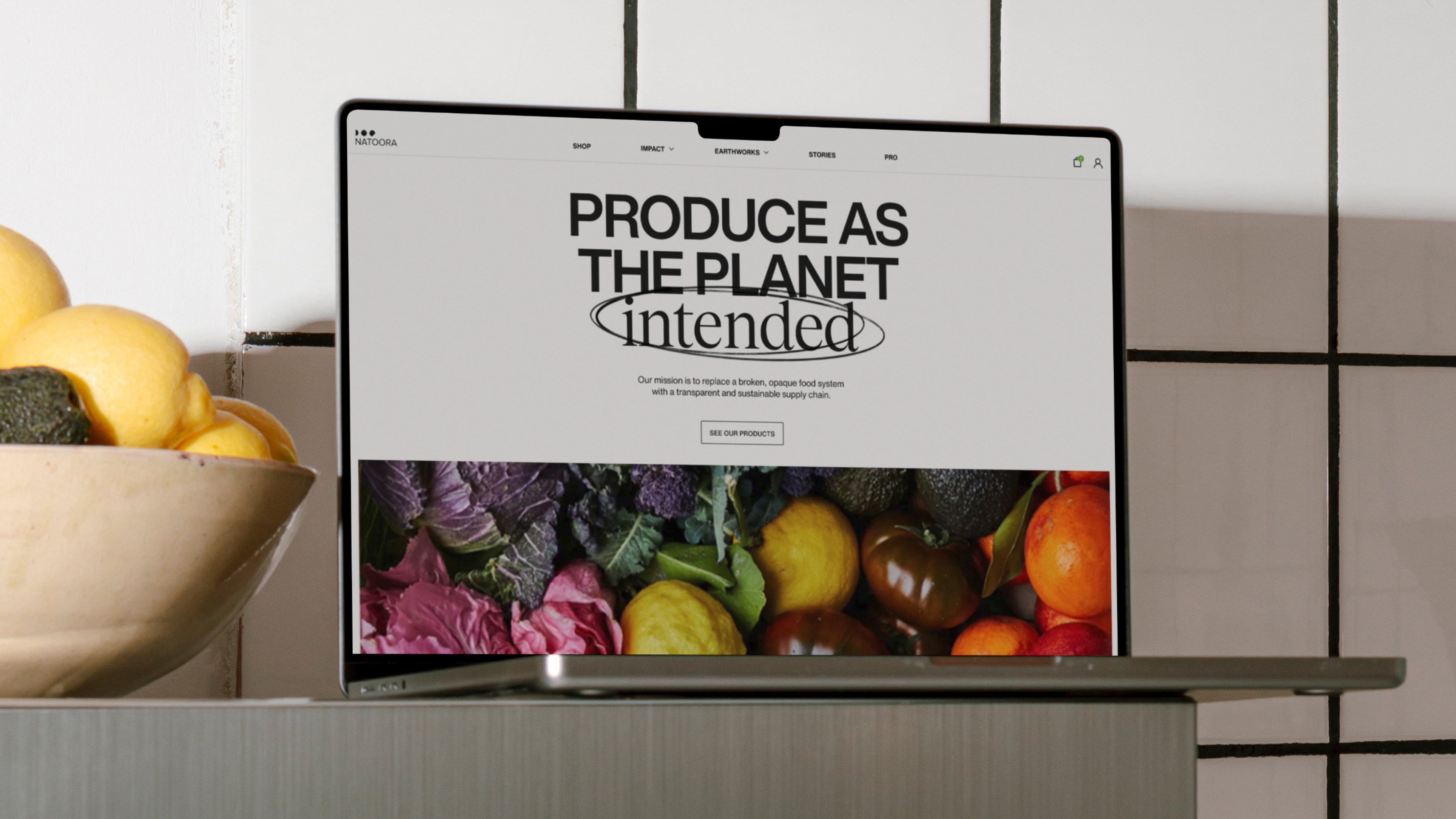 An image of Natoora marketing and e-commerce website showing the landing experience