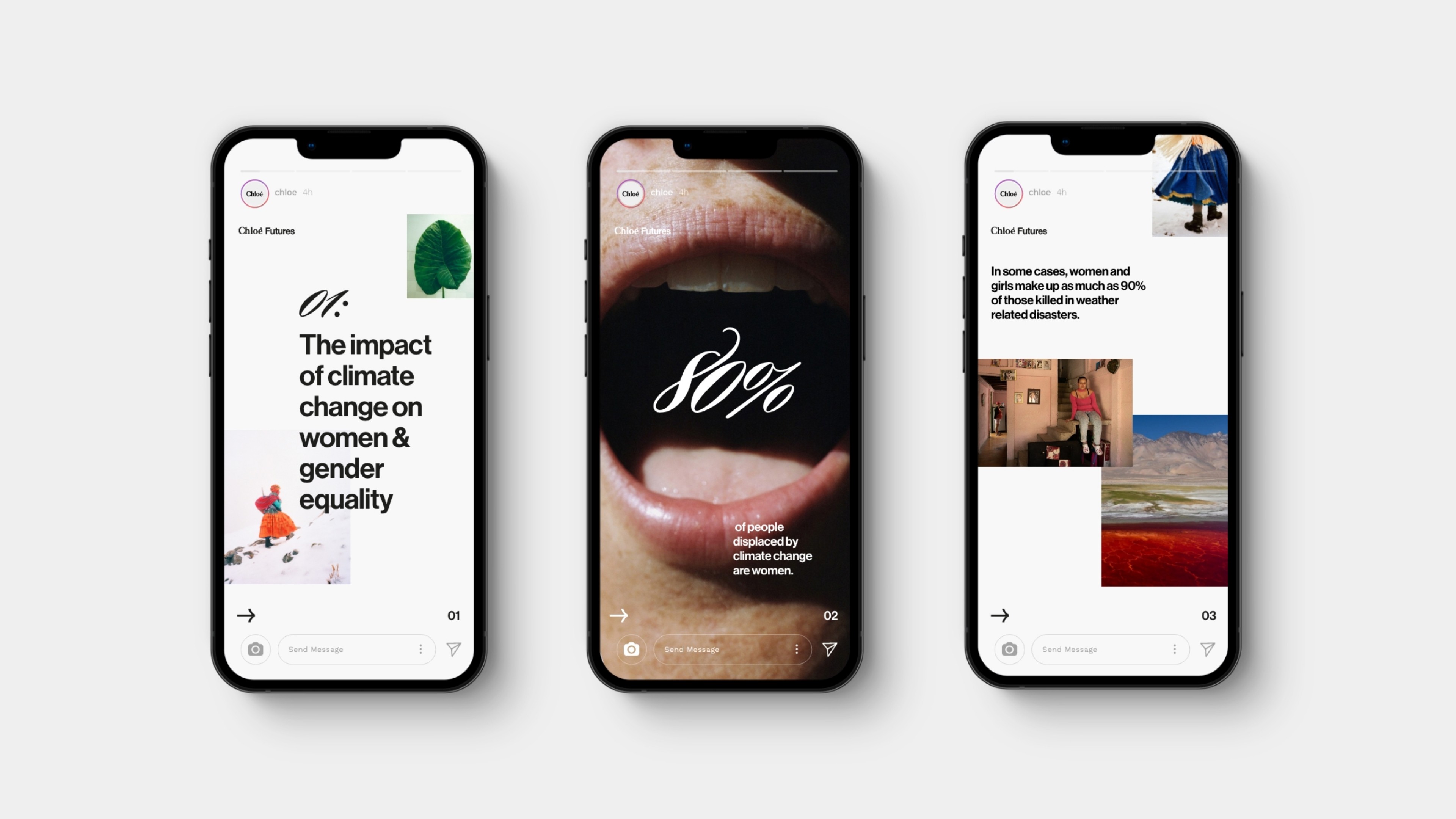 An image of Chloé Futures showing photography and logo identity design for instagram social media roll out