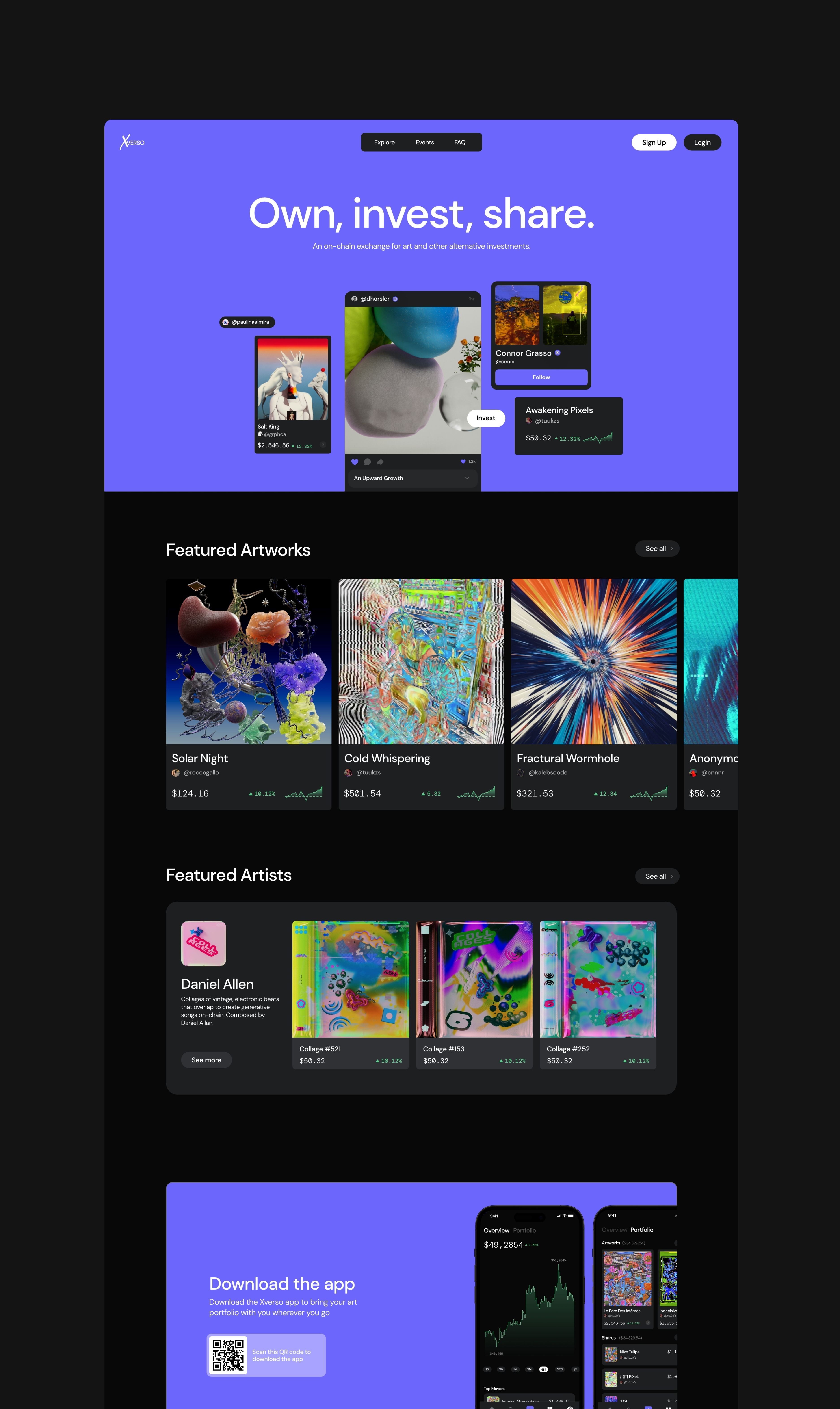 A Xverso image of the marketing website showcasing the brand and product ui