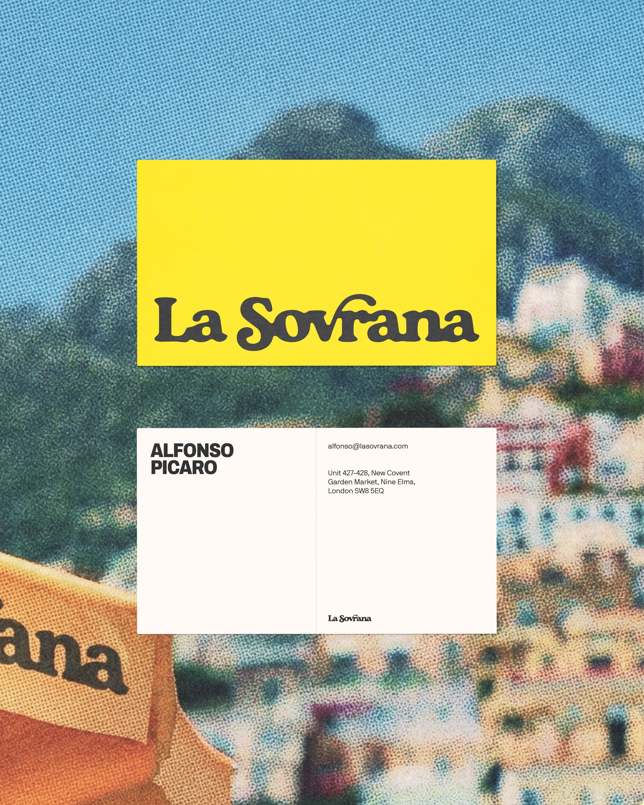 An image of La Sovrana brand and visual identity