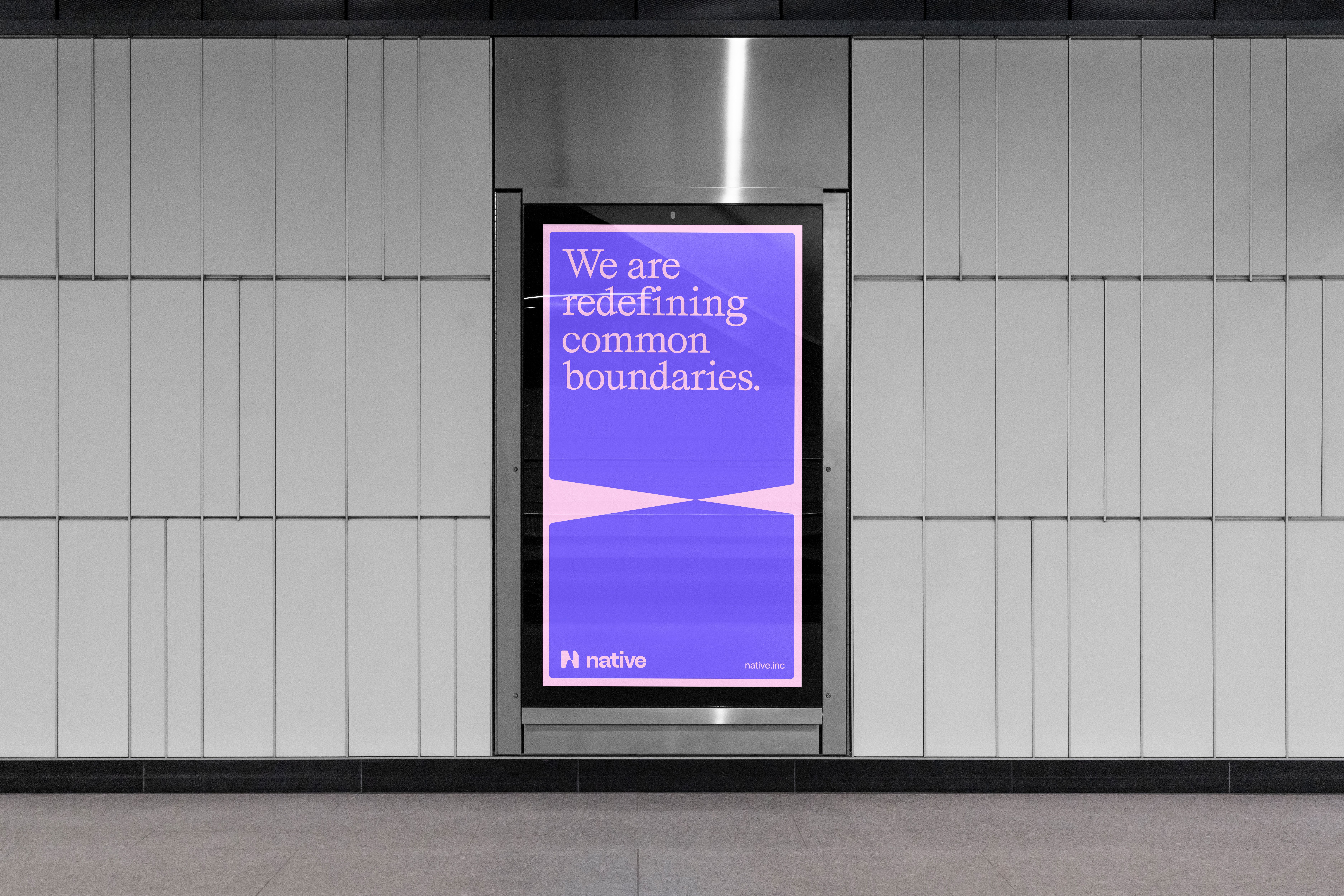 An image of Native brand in an ooh digital screen billboard showing marketing and advertising