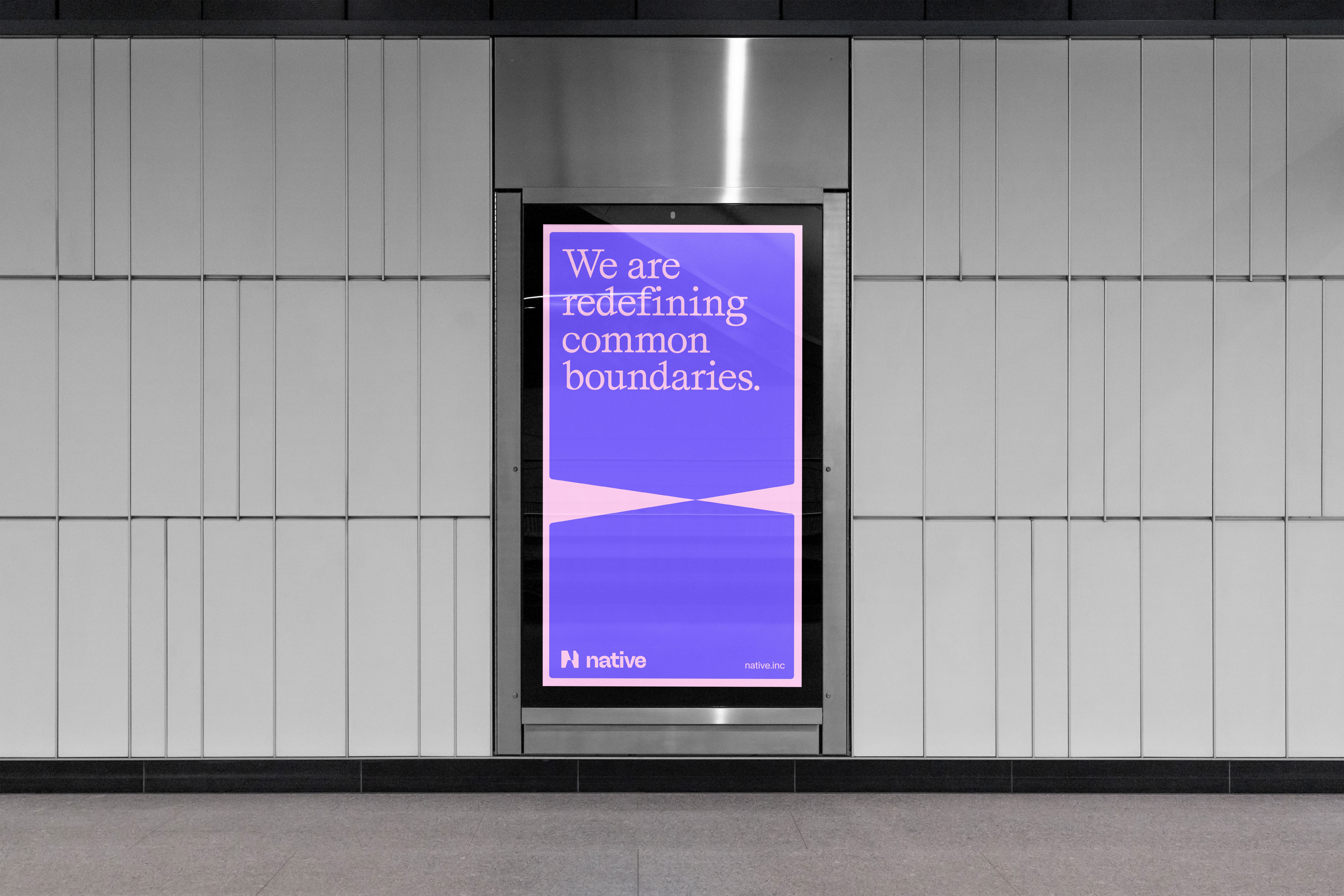 An image of Native brand in an ooh digital screen billboard showing marketing and advertising