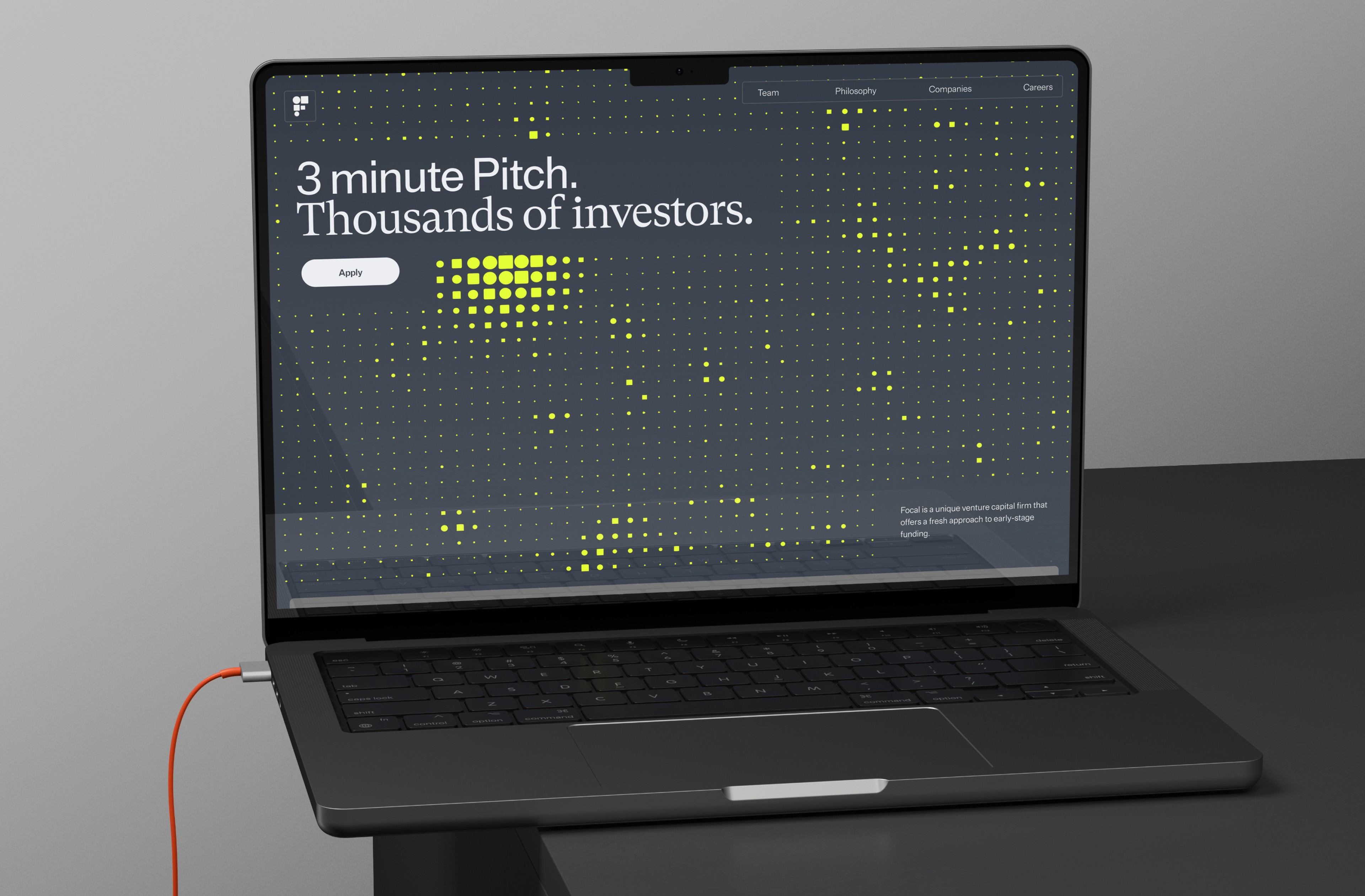 An image of Focal brand marketing website in a laptop