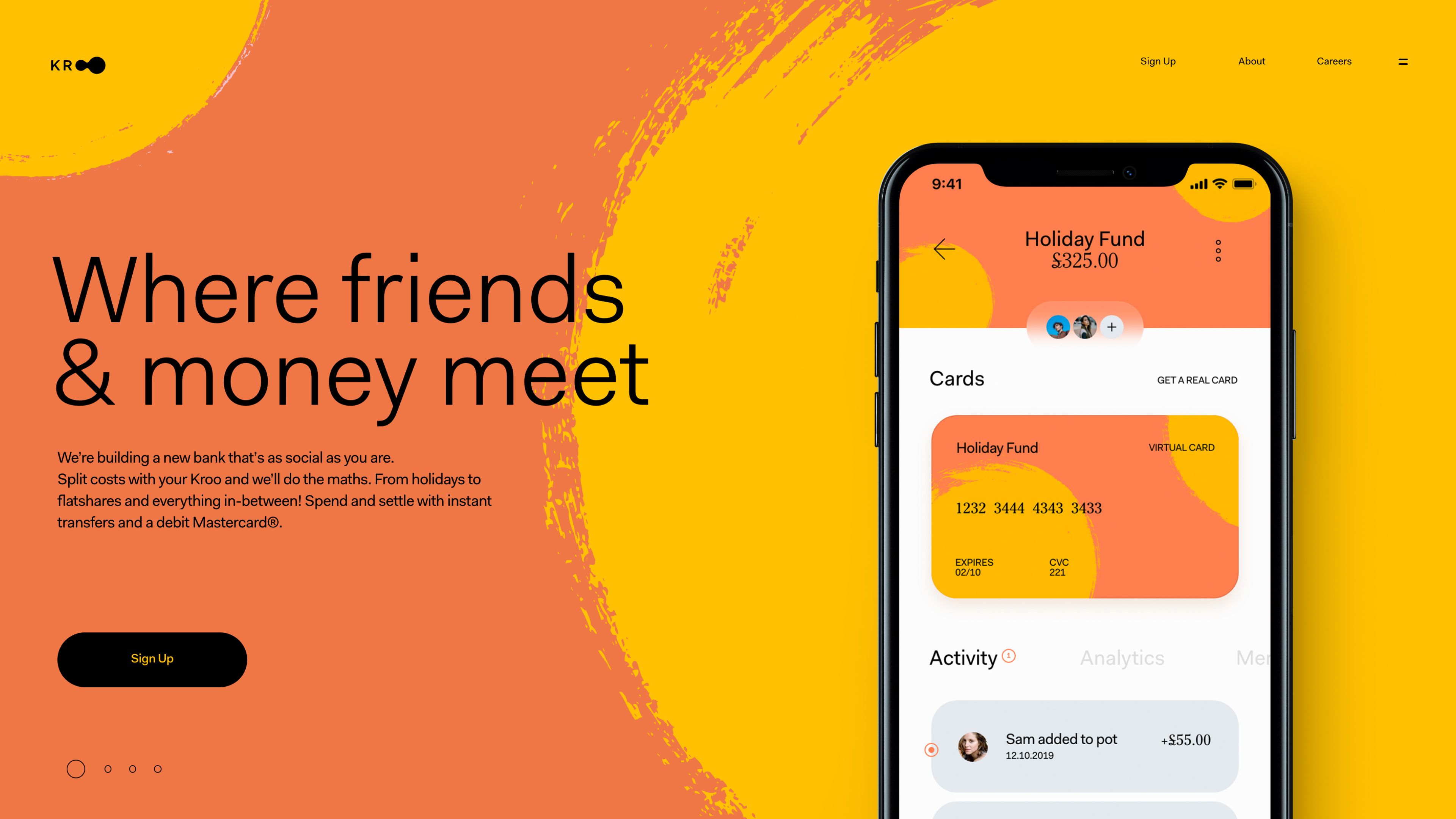 An image of Kroo bank marketing website as a key visual