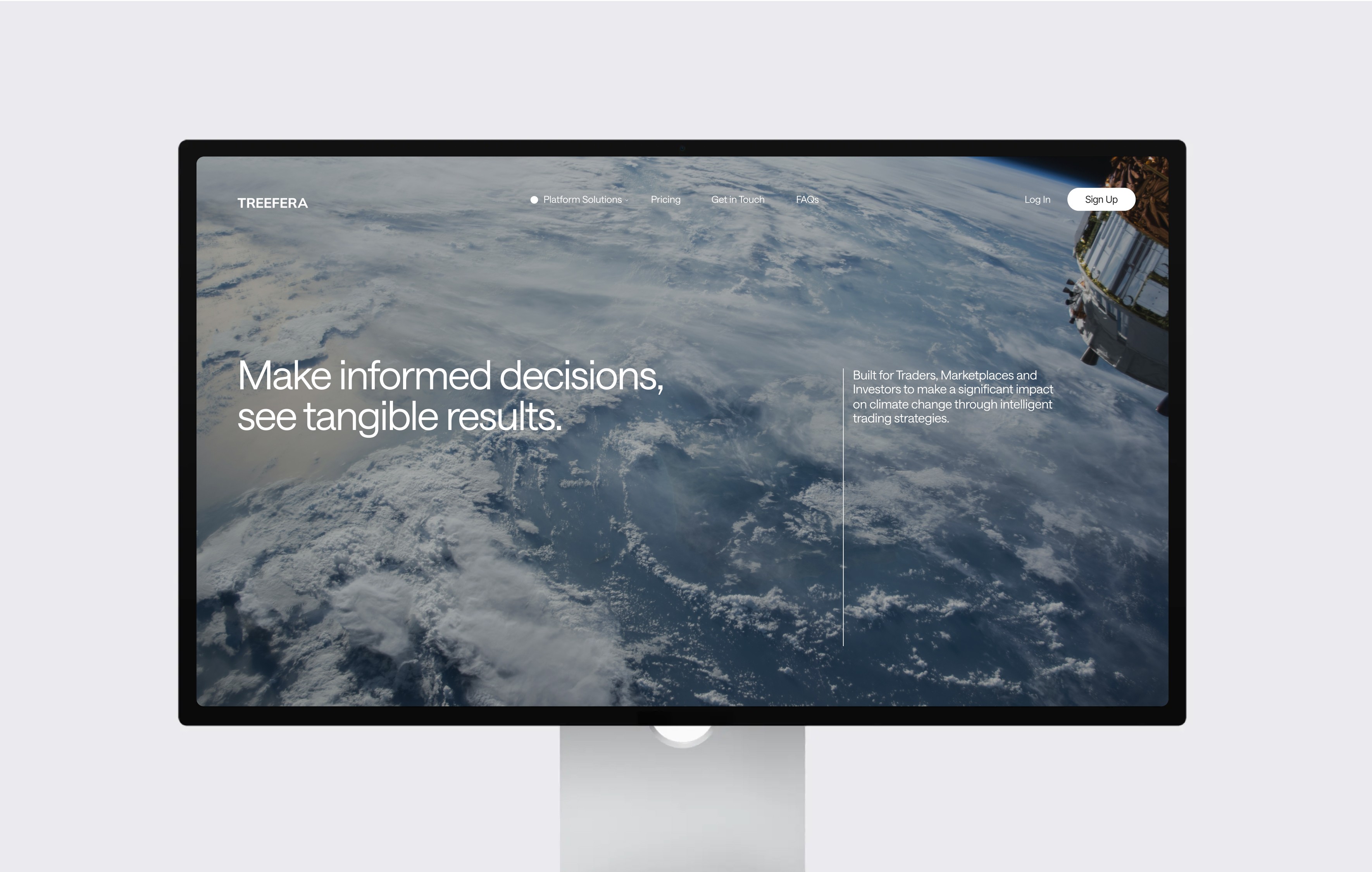An image of Treefera marketing website in a display showing ui and ux