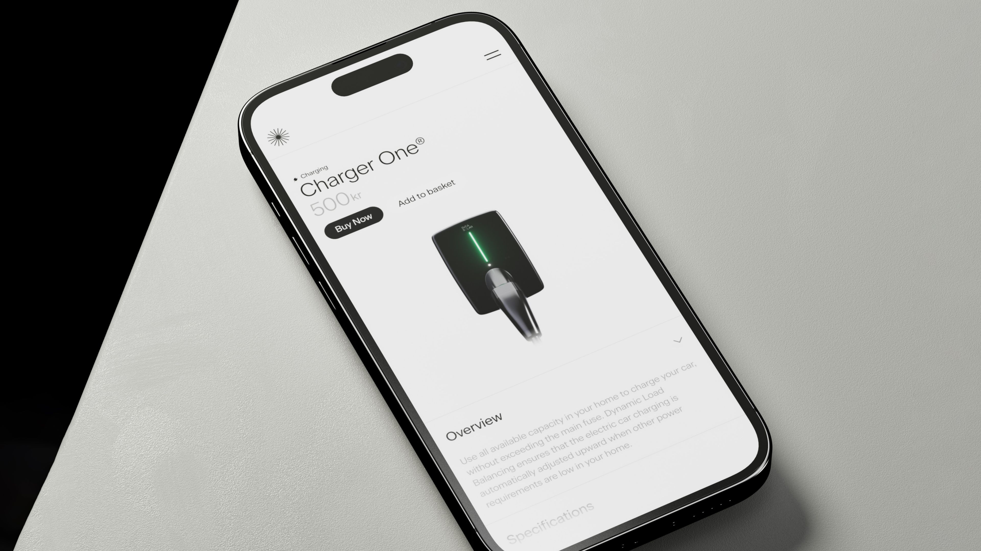 An image of the Svea Solar app in a phone showing a users charger