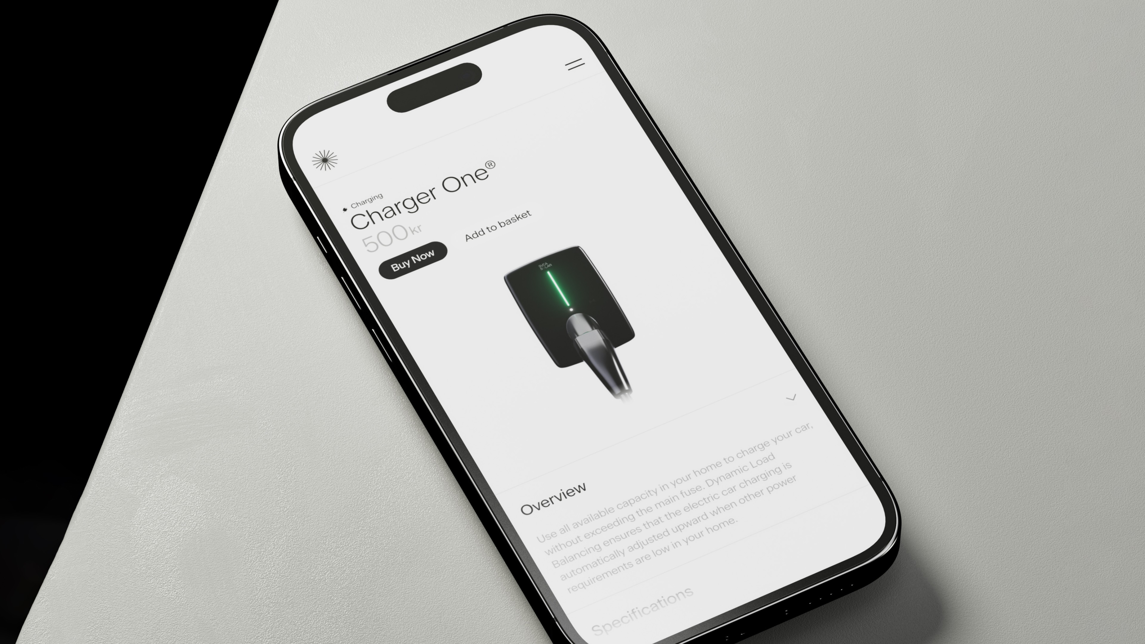 An image of the Svea Solar app in a phone showing a users charger