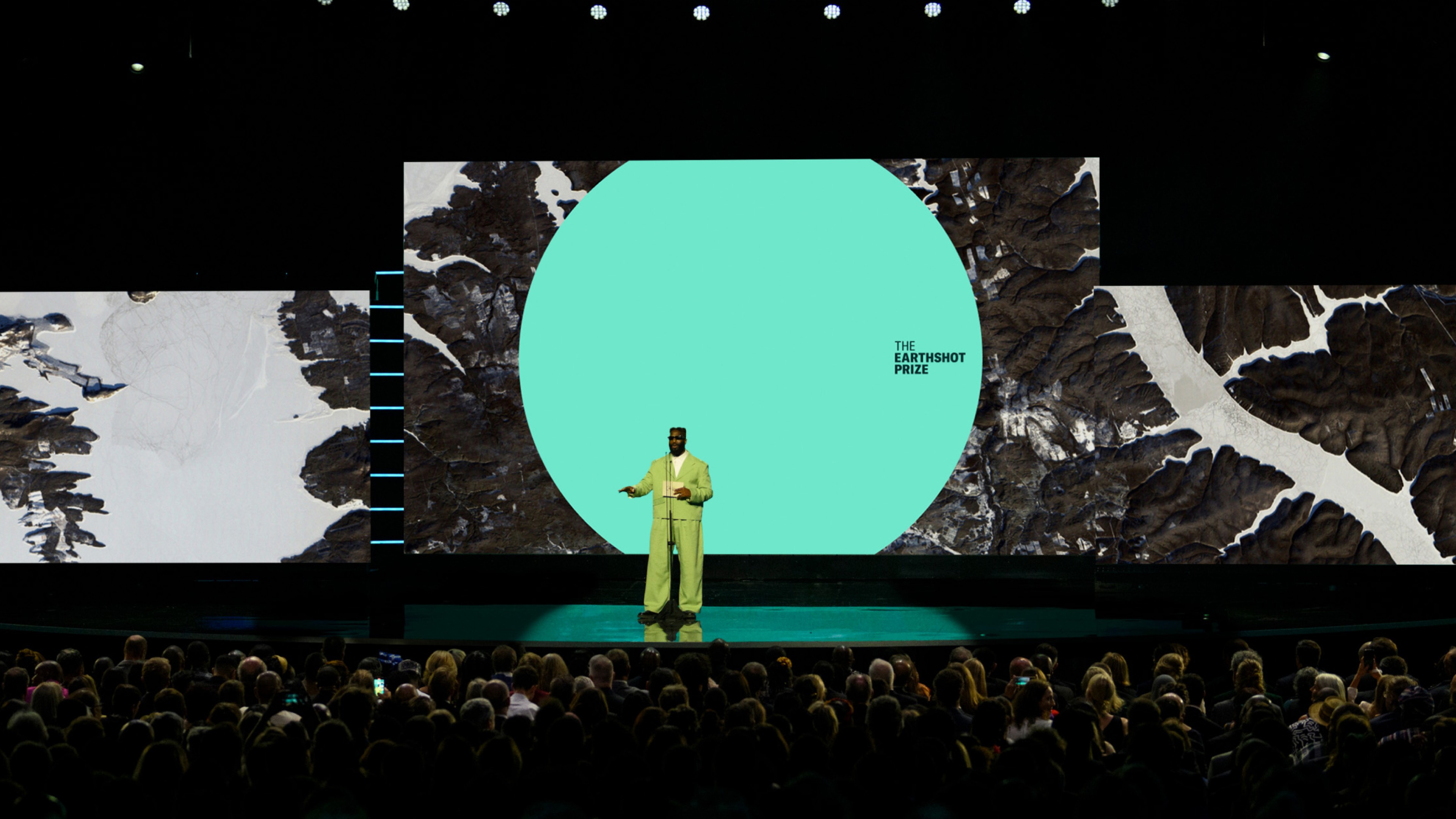 A image of The Earthshot Prize branding on a stage for the event in Cape Town