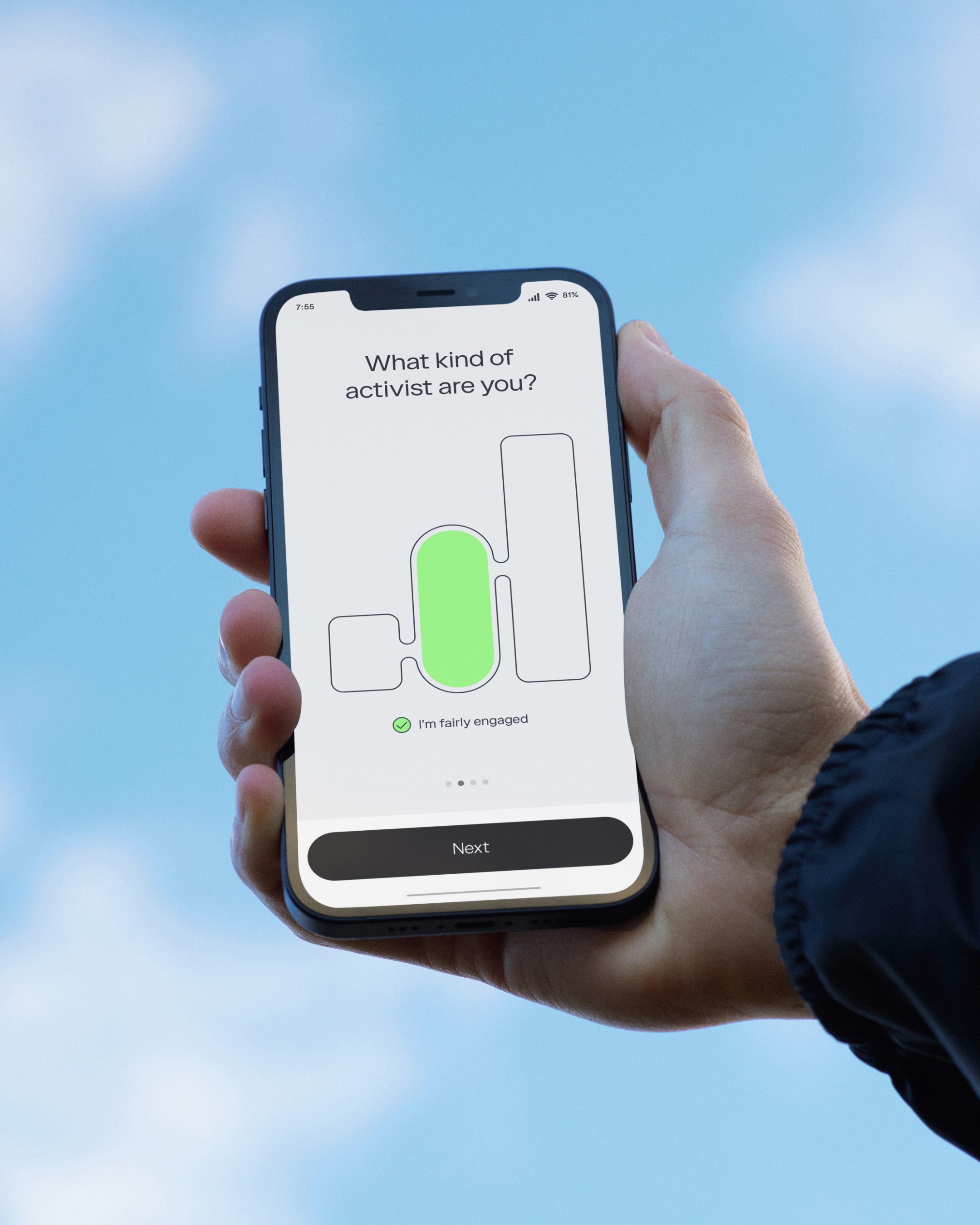 An image of Holi brand design showing product and app design showing UI and UX in a phone