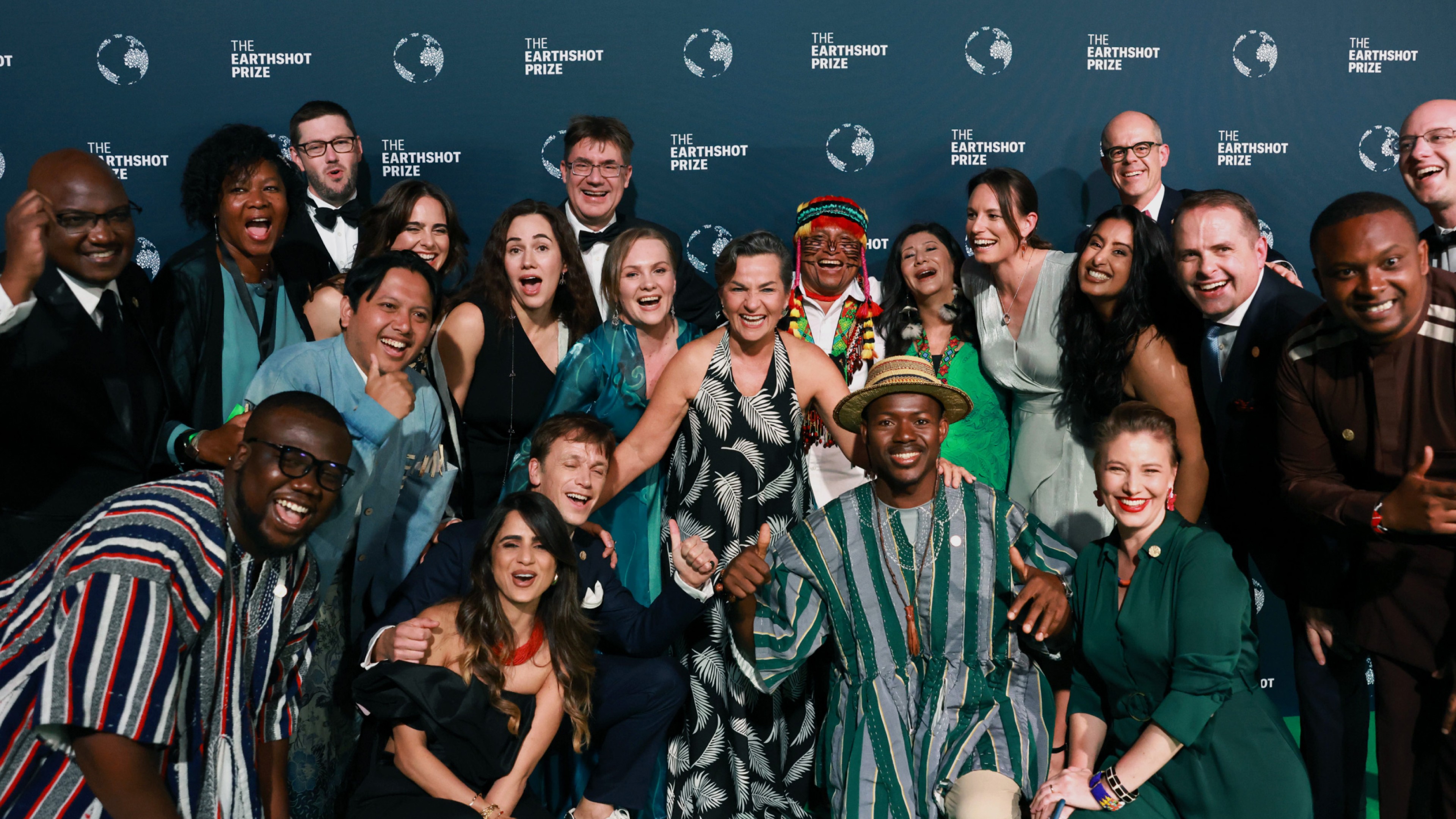 A image of The Earthshot Prize branding at the event in Cape Town with the finalists