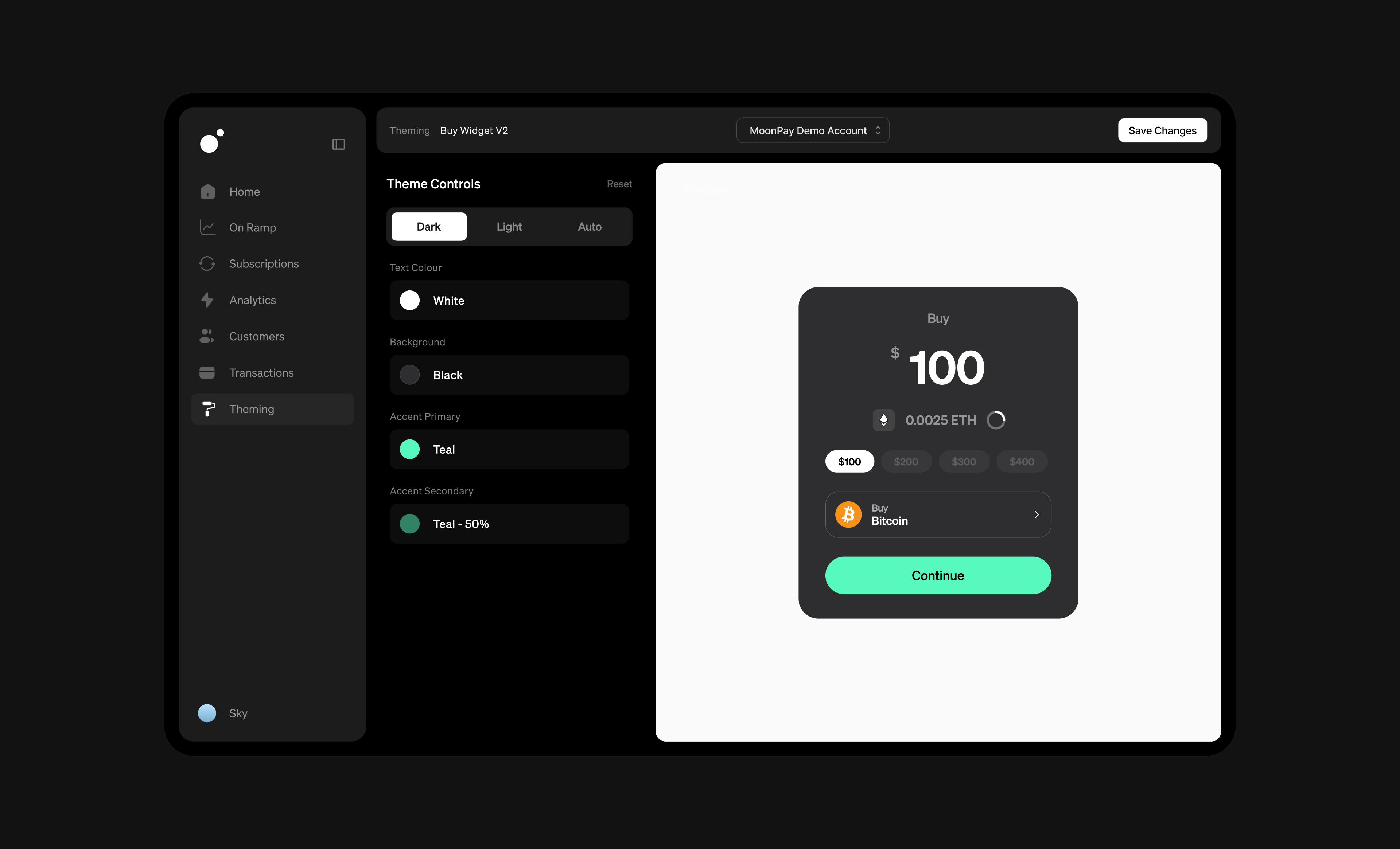 An image of MoonPay UX & UI frontend product experience