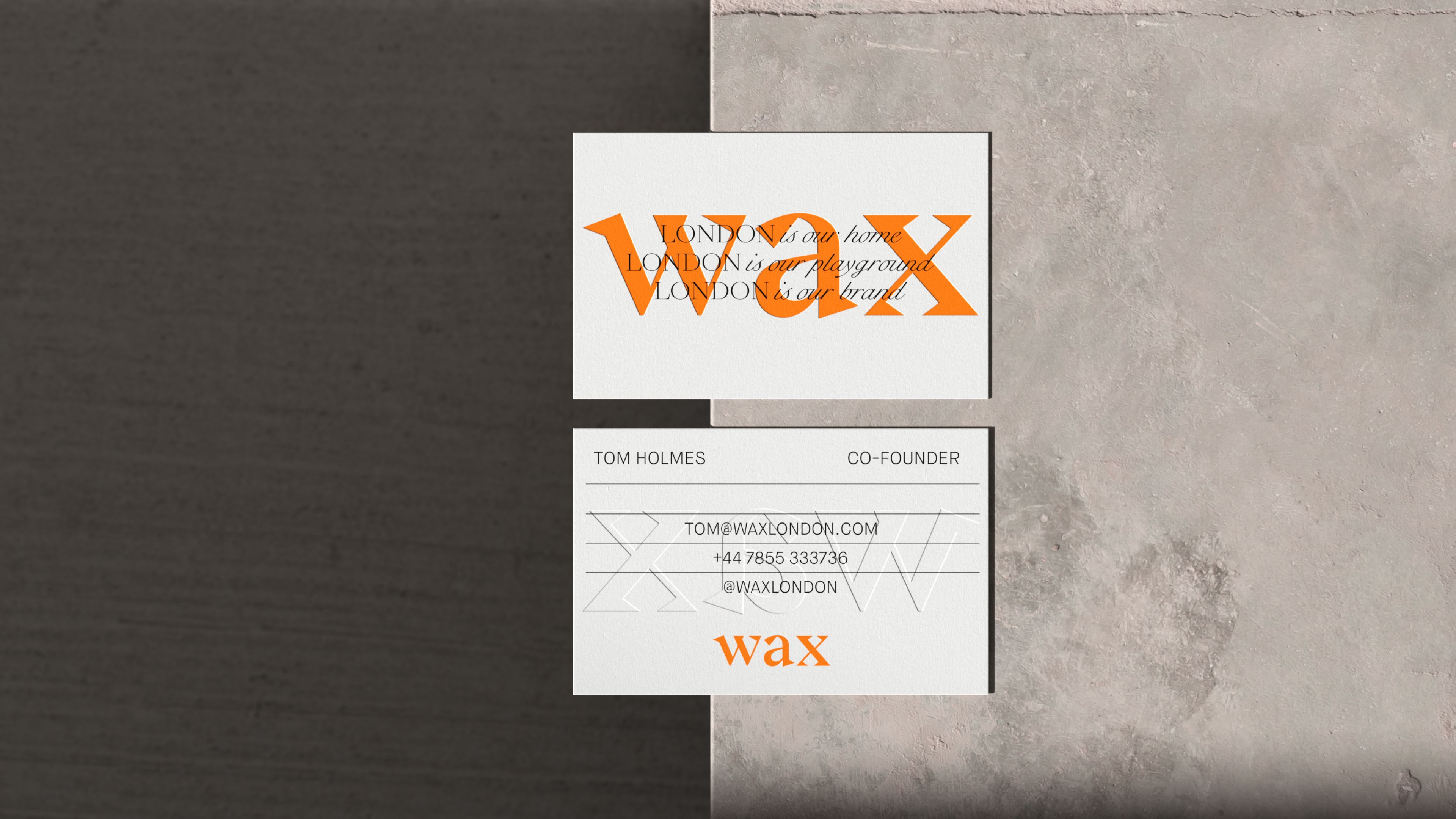 An image of Wax London business cards