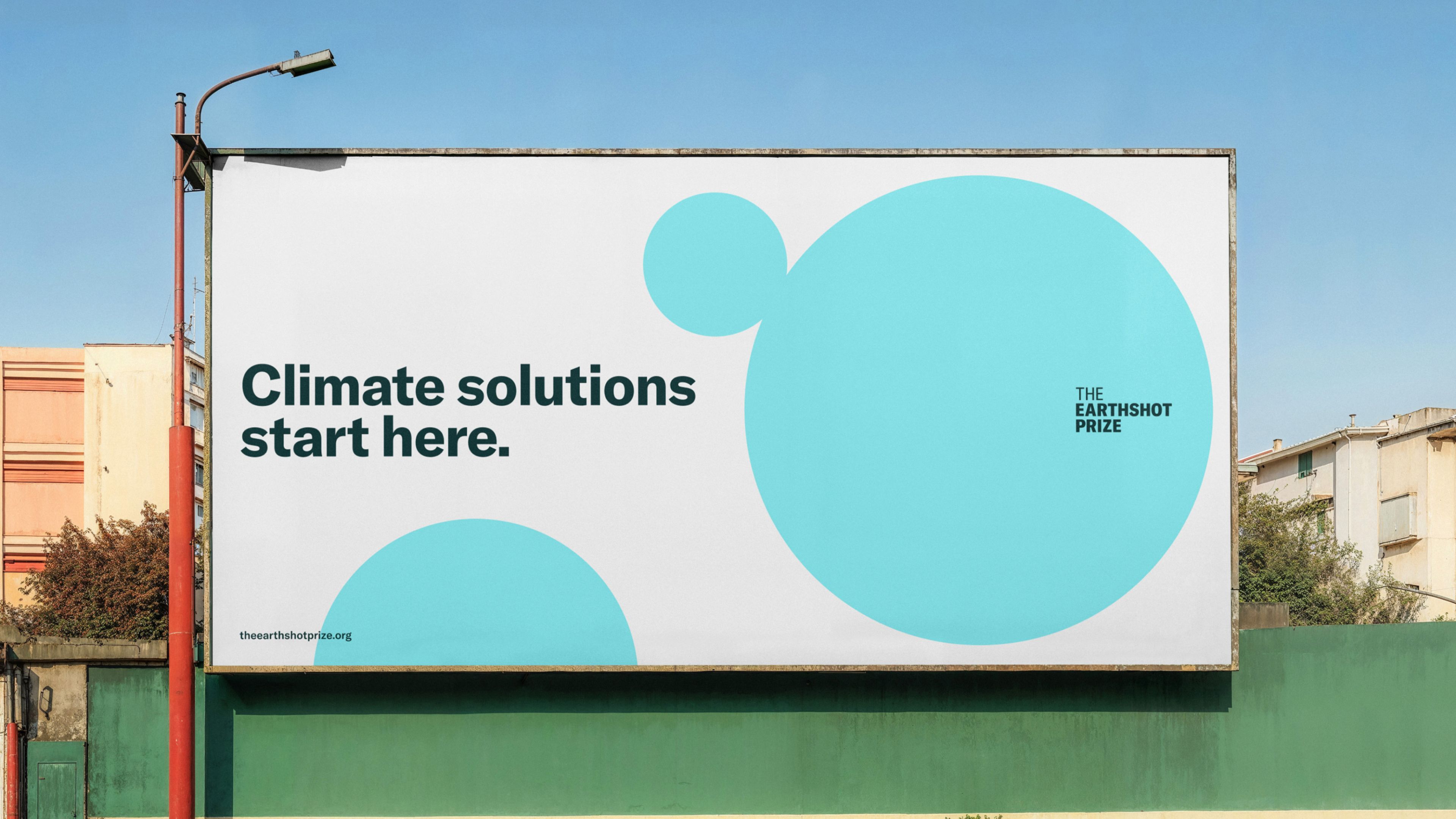 A image of The Earthshot Prize branding in an ooh poster showing the brand system