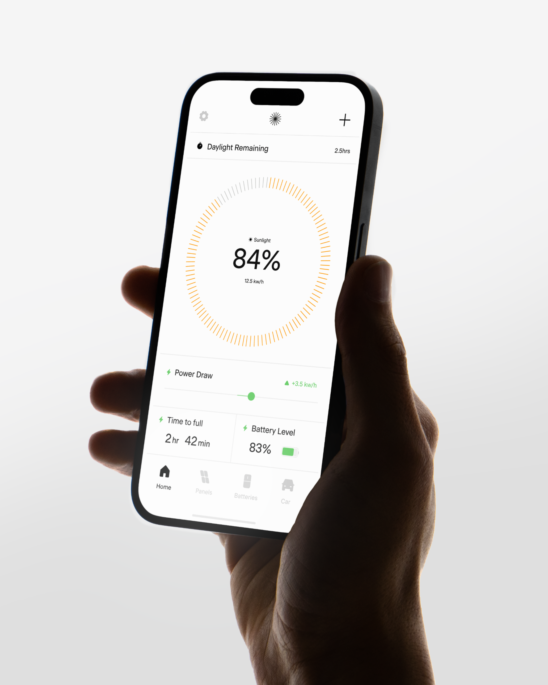 An image of Svea Solar product and digital UX and UI in a phone