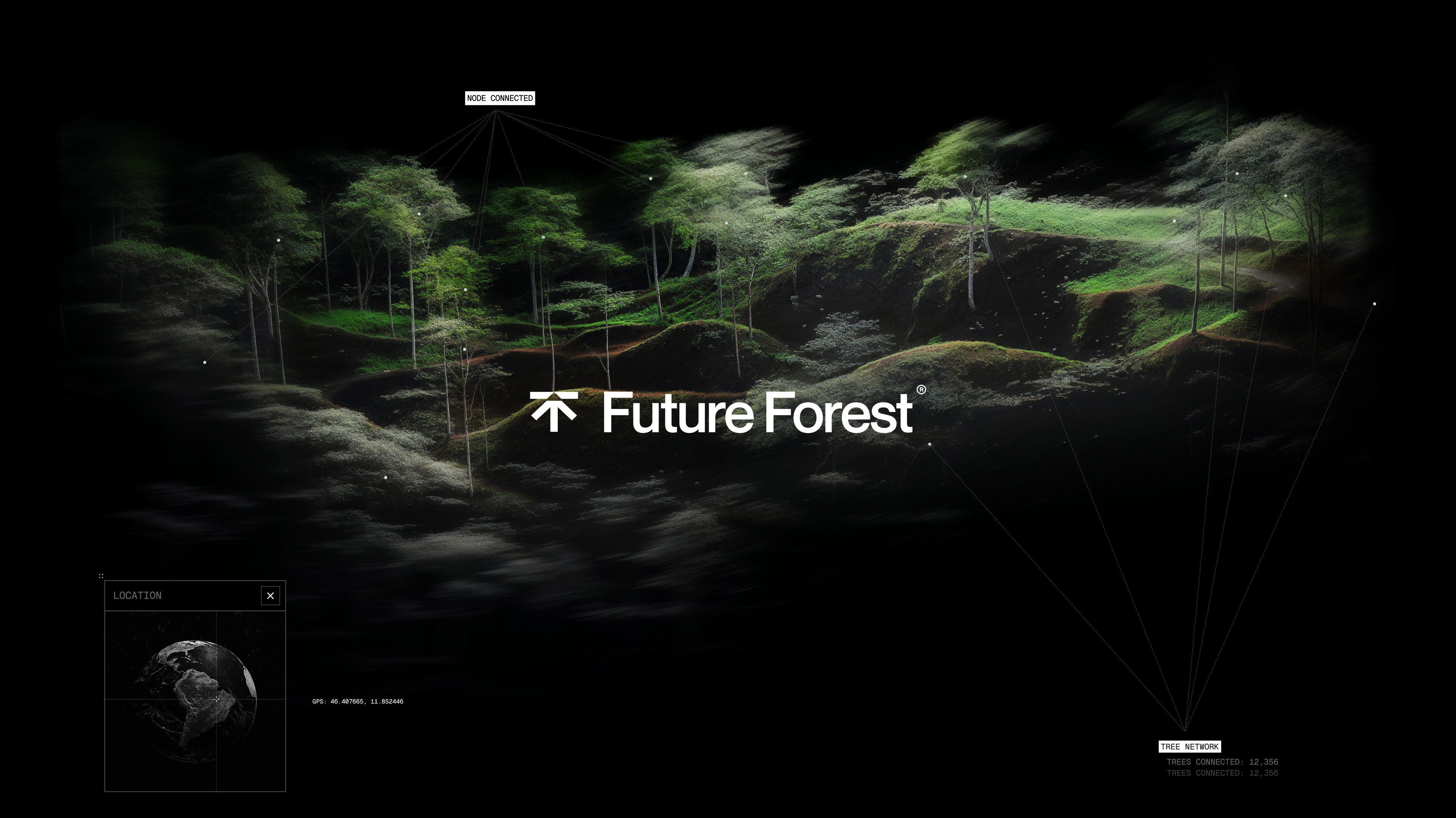 An image of Ikea Future Forest interactive experience showing the brand UI and graphic elements