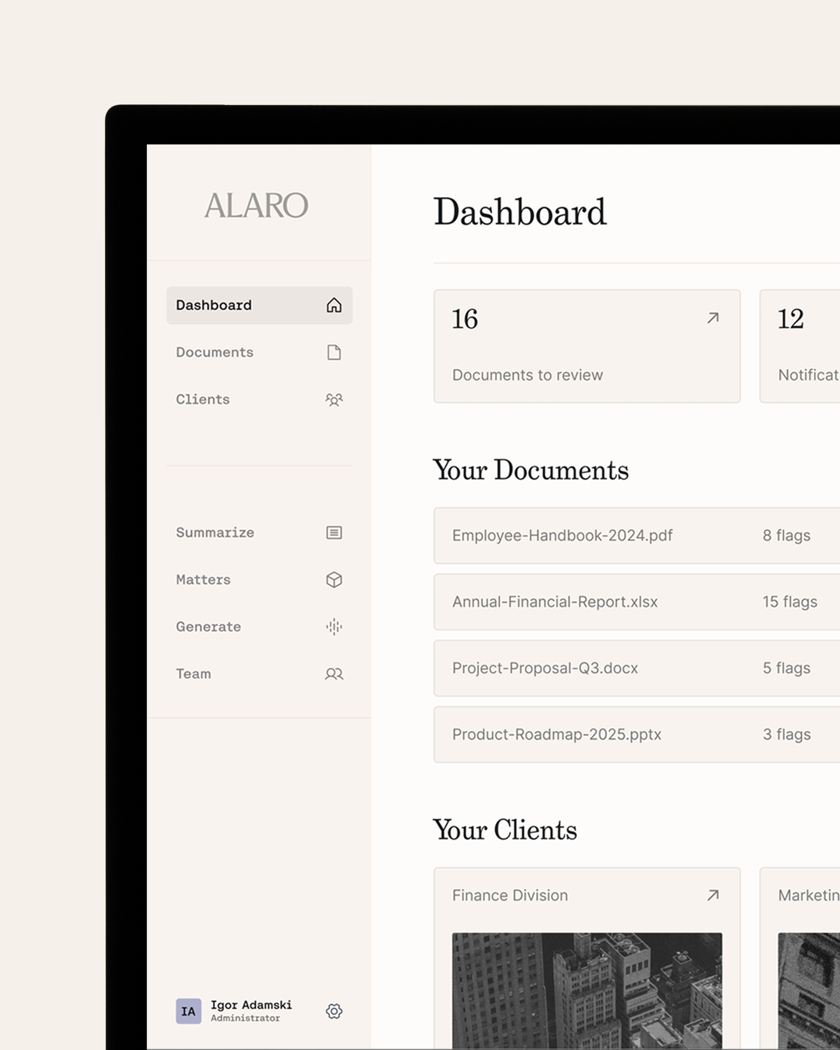 Alaro brand legal law ai branding visual identity