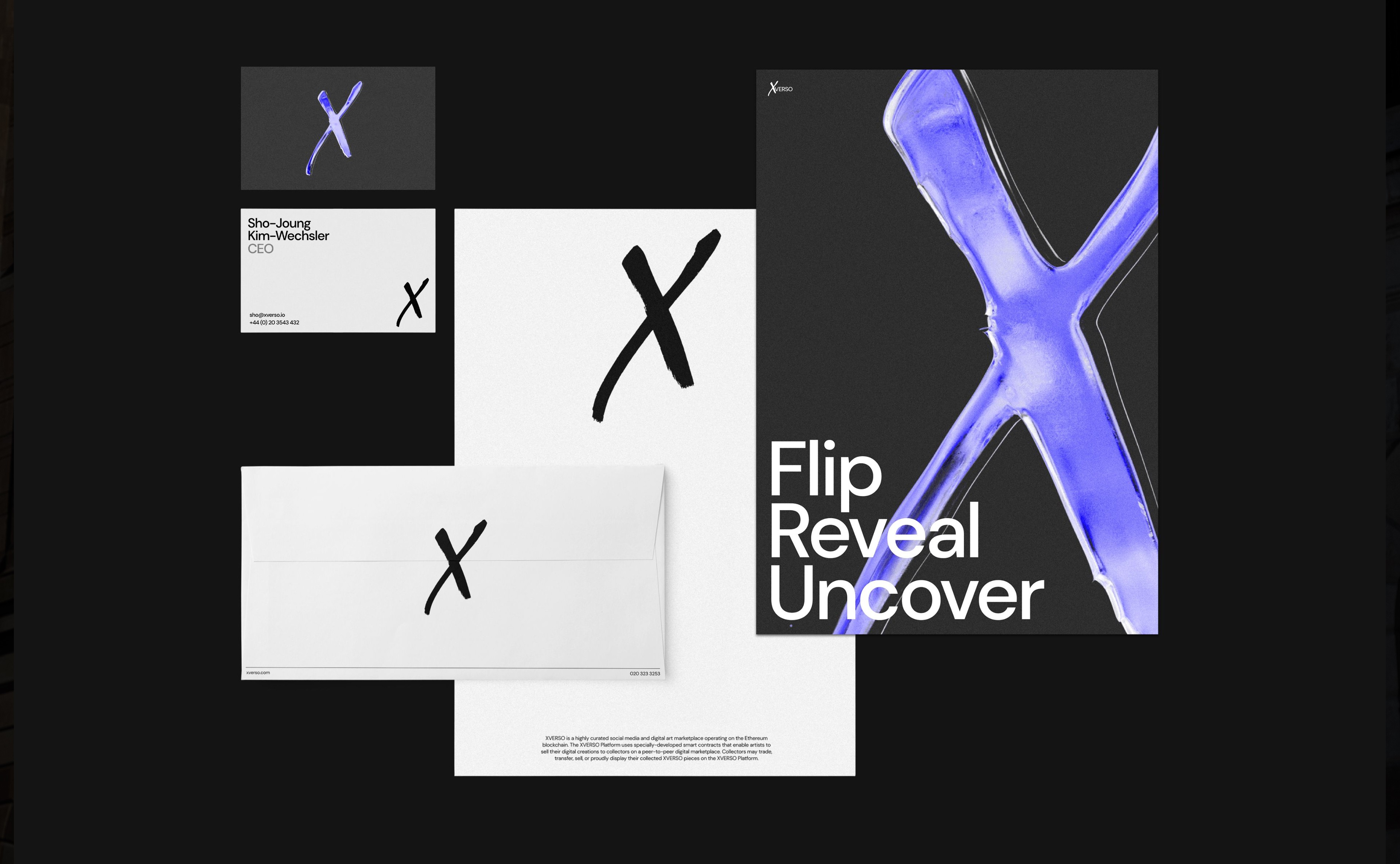 A Xverso stationary set printed showing the brand