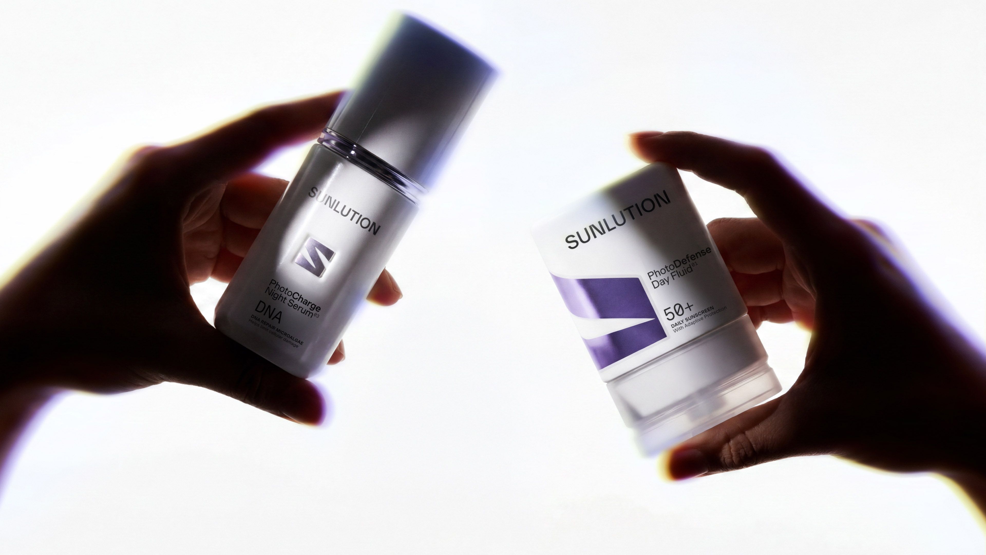 Sunlution skincare brand identity and packaging design by Justified Studio, a Parisian beauty brand inspired by light-conscious skincare and photoageing science